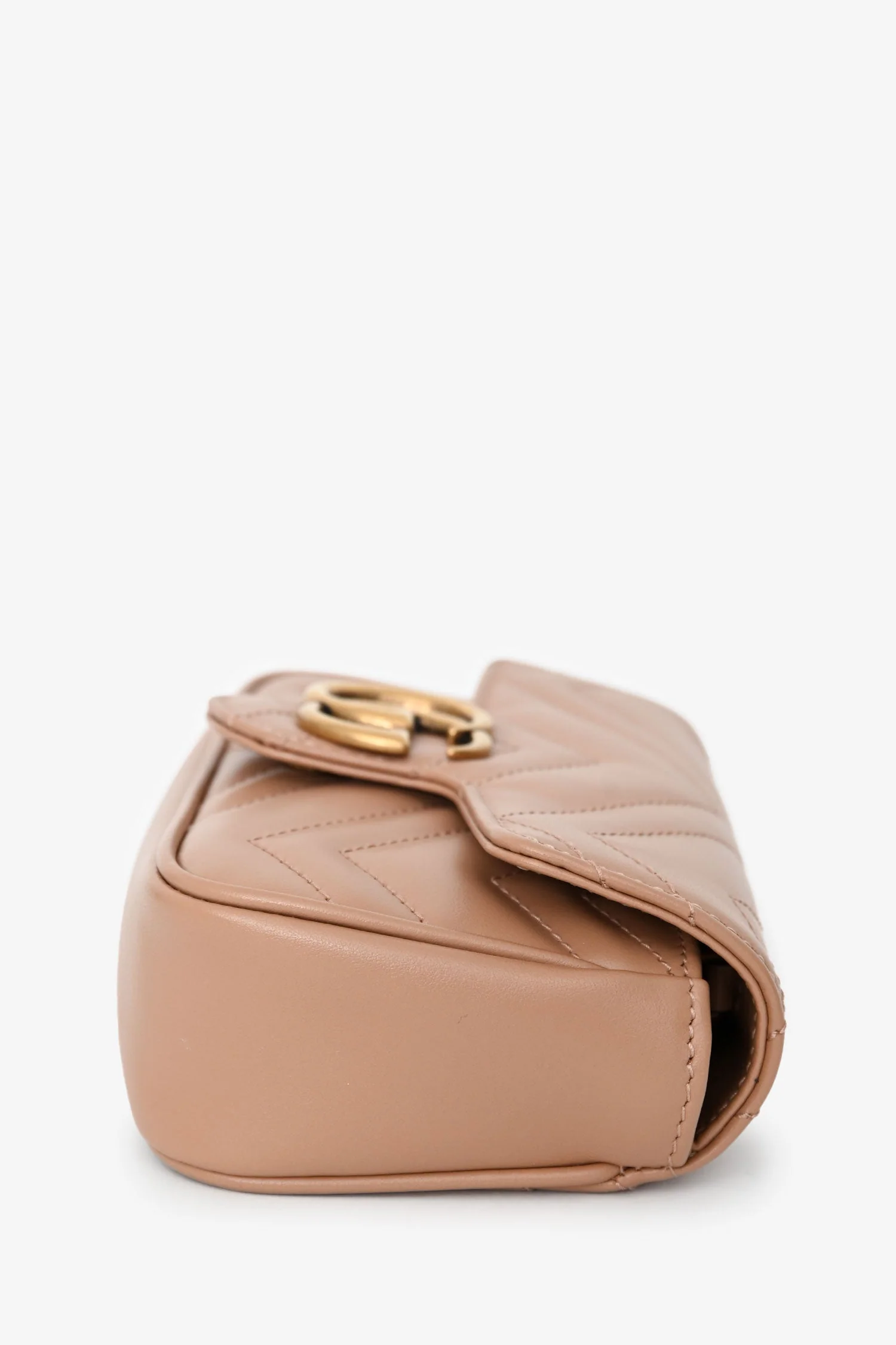 Gucci Brown Leather GG Marmont Super Mini Crossbody Bag - Image 4