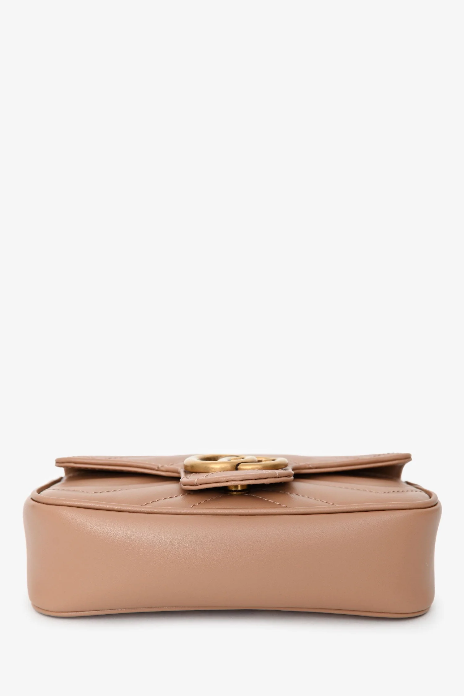 Gucci Brown Leather GG Marmont Super Mini Crossbody Bag - Image 5