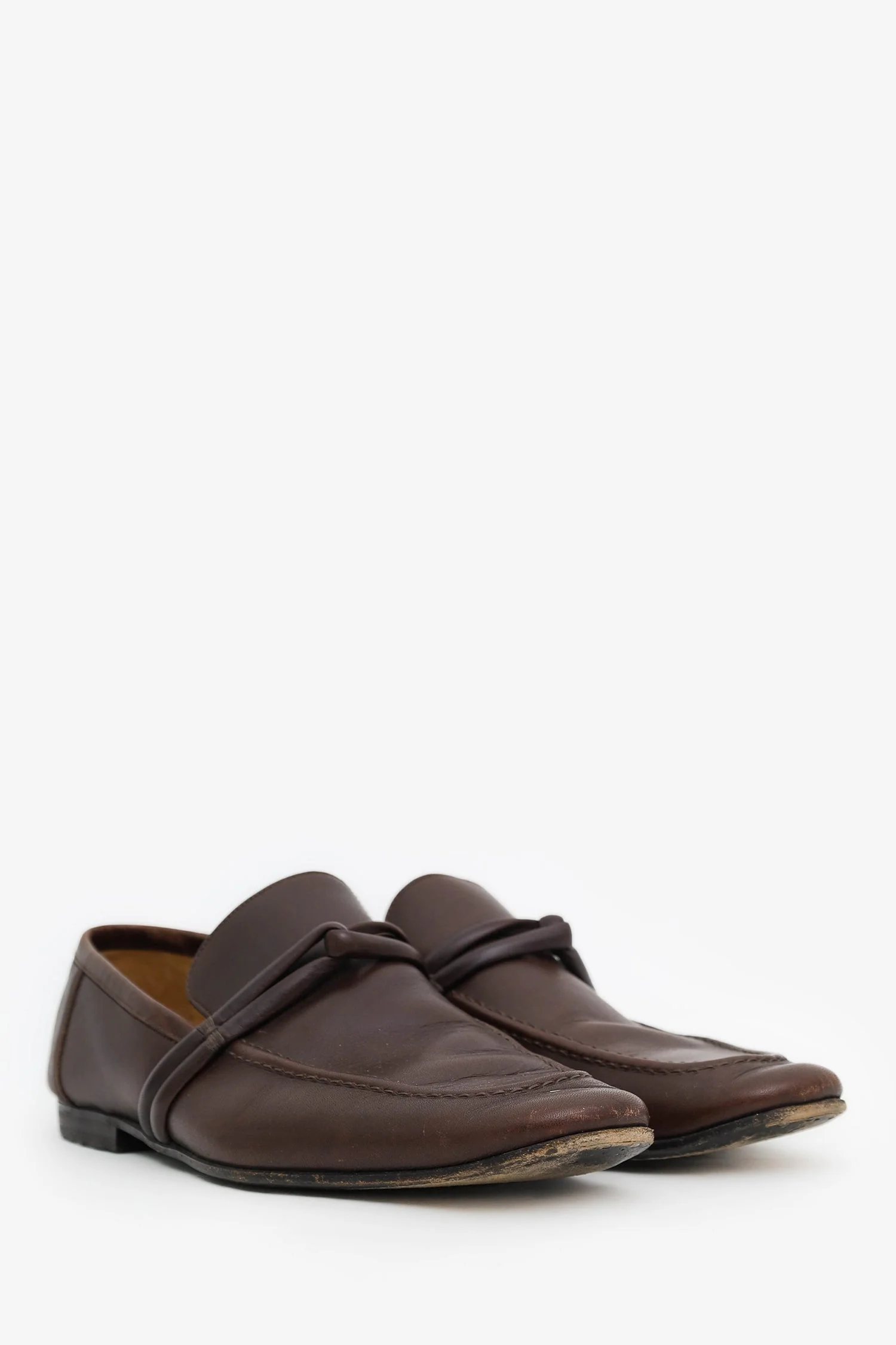 Gucci Brown Leather Loafers Size 6 Mens - Image 2