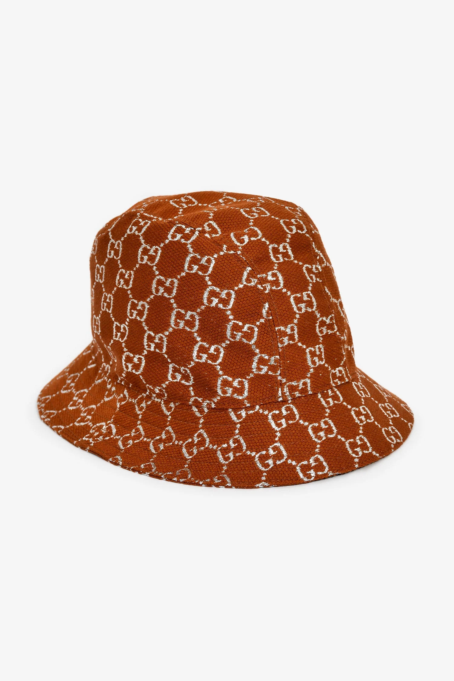 Gucci Brown Metallic GG Monogram Bucket Hat - Image 2