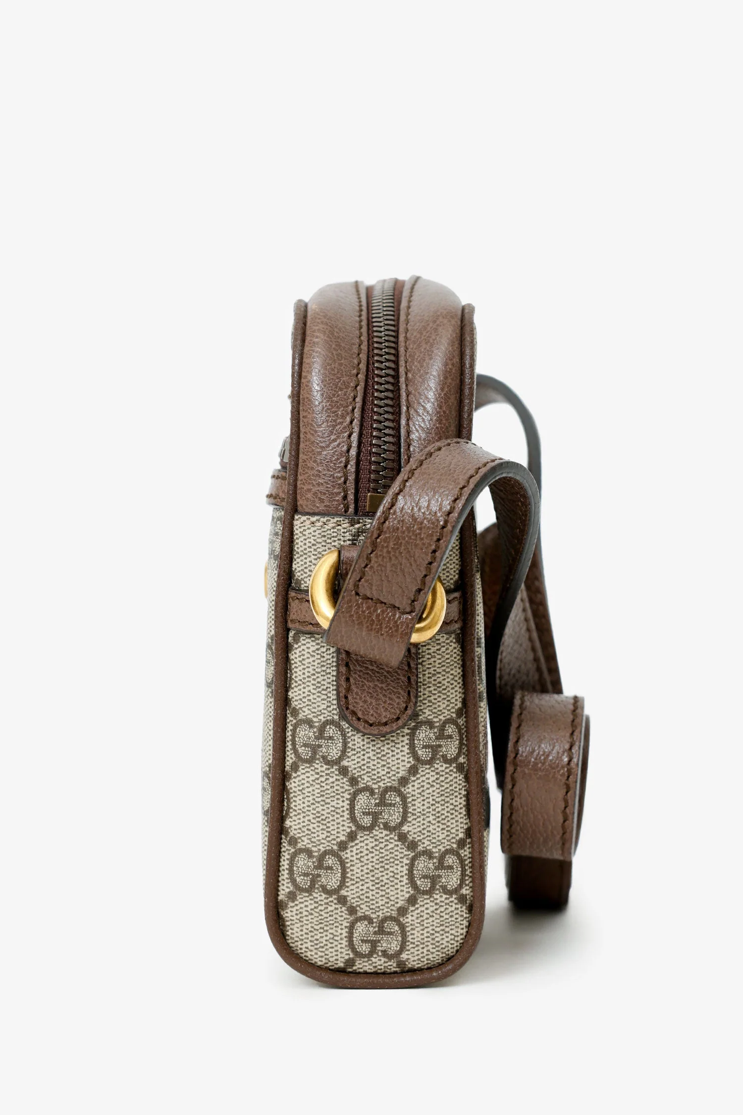 Gucci Brown Mini GG Supreme Ophidia Messenger Bag - Image 3