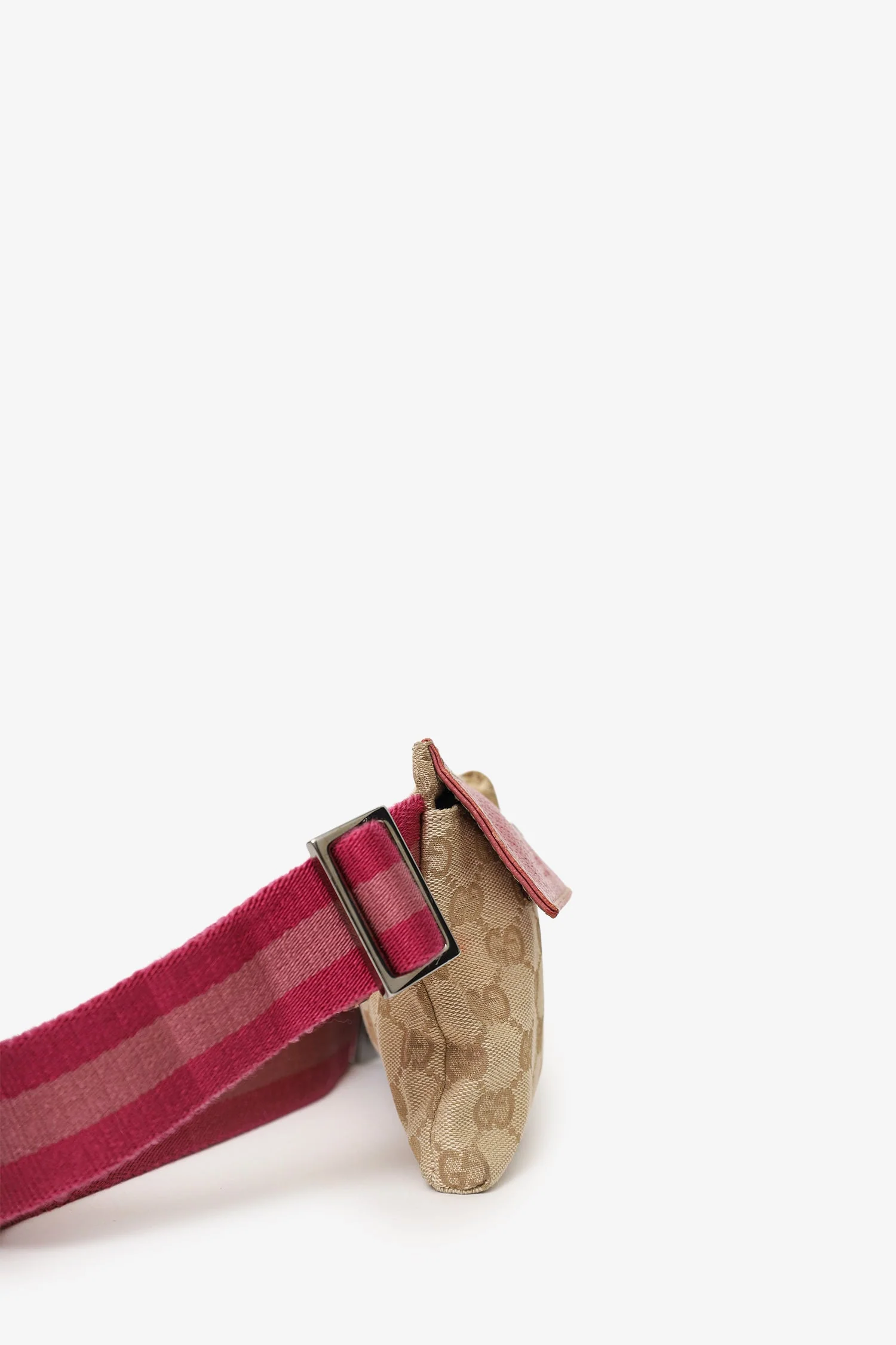 Gucci Brown/Pink GG Supreme Cavas Double Pocket Belt Bag - Image 3