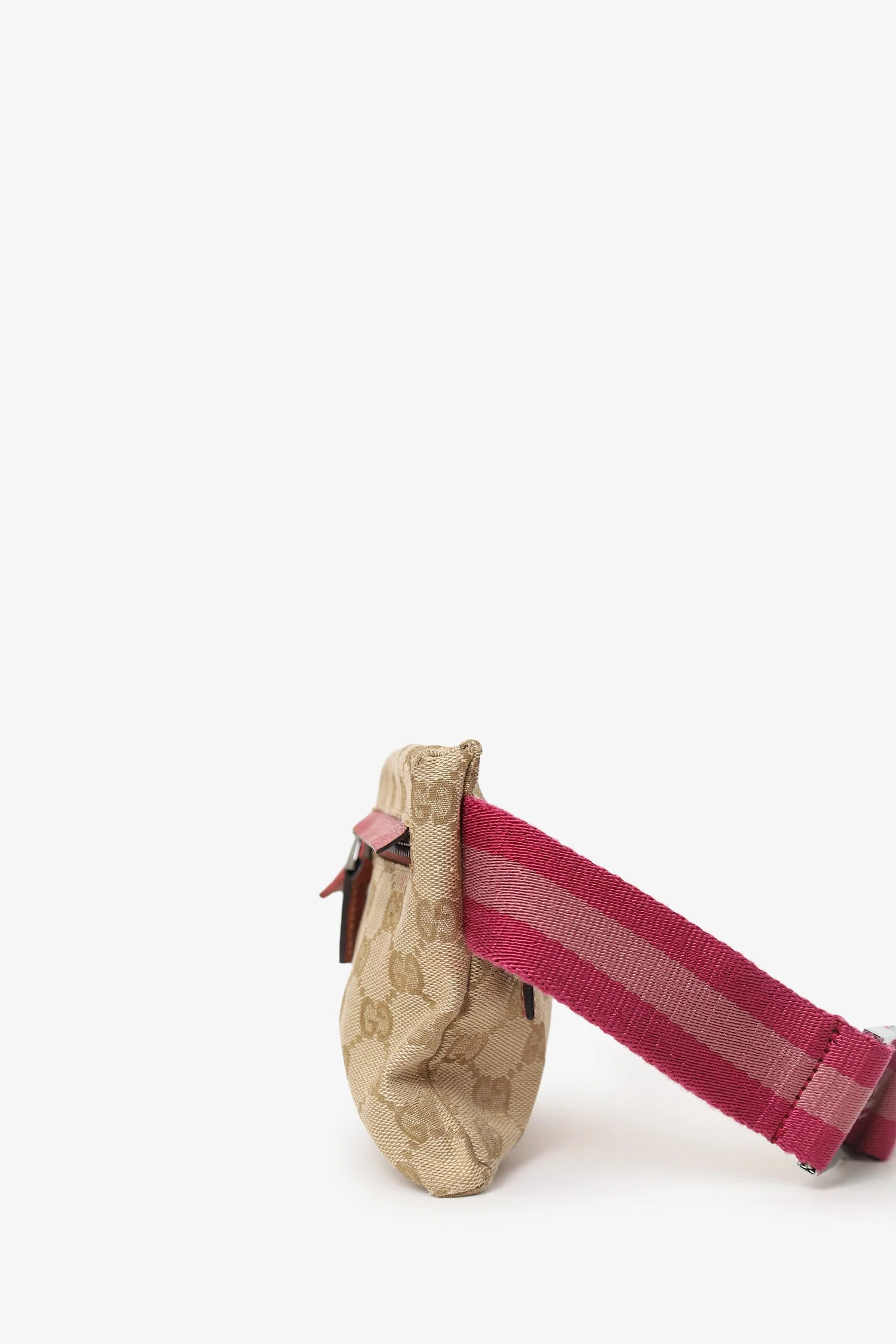 Gucci Brown/Pink GG Supreme Cavas Double Pocket Belt Bag - Image 4