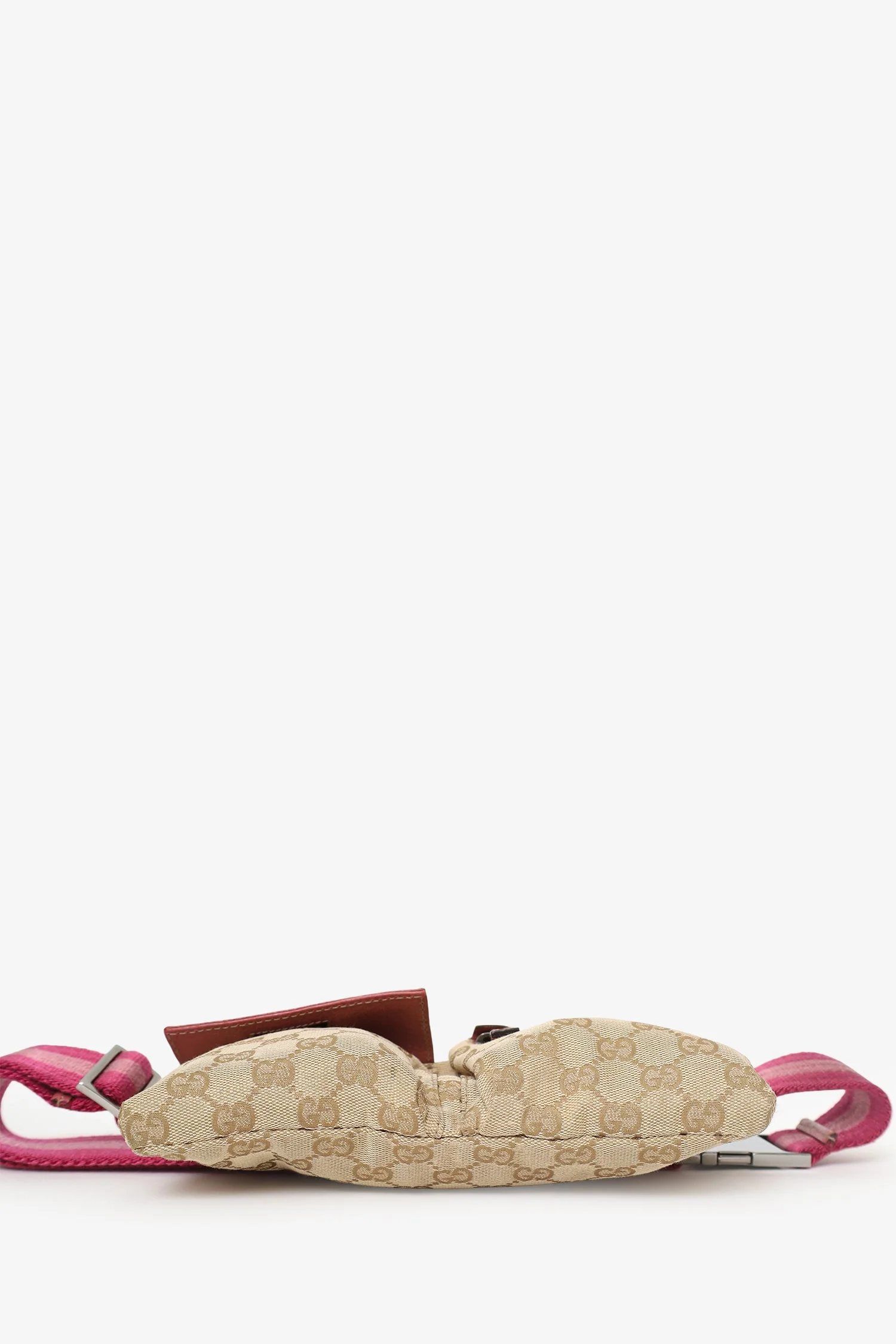 Gucci Brown/Pink GG Supreme Cavas Double Pocket Belt Bag - Image 5