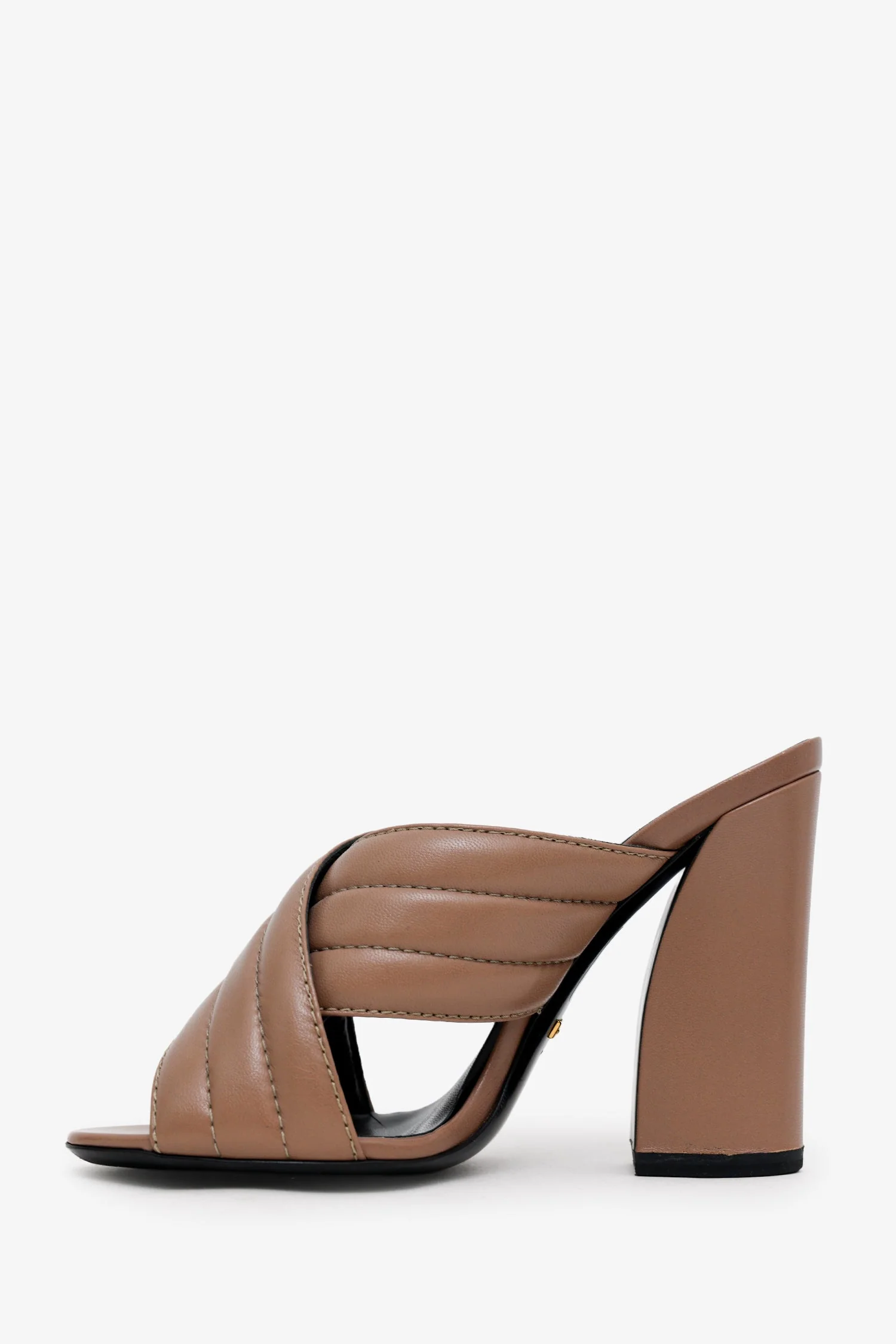 Gucci Brown Quilted Leather Webby Slide Heels Size 38 - Image 4