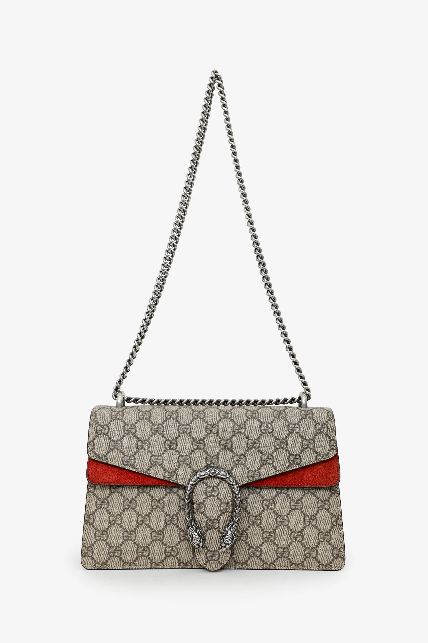 Gucci Brown/Red GG Supreme Monogram Medium Dionysus Shoulder Bag - Image 6