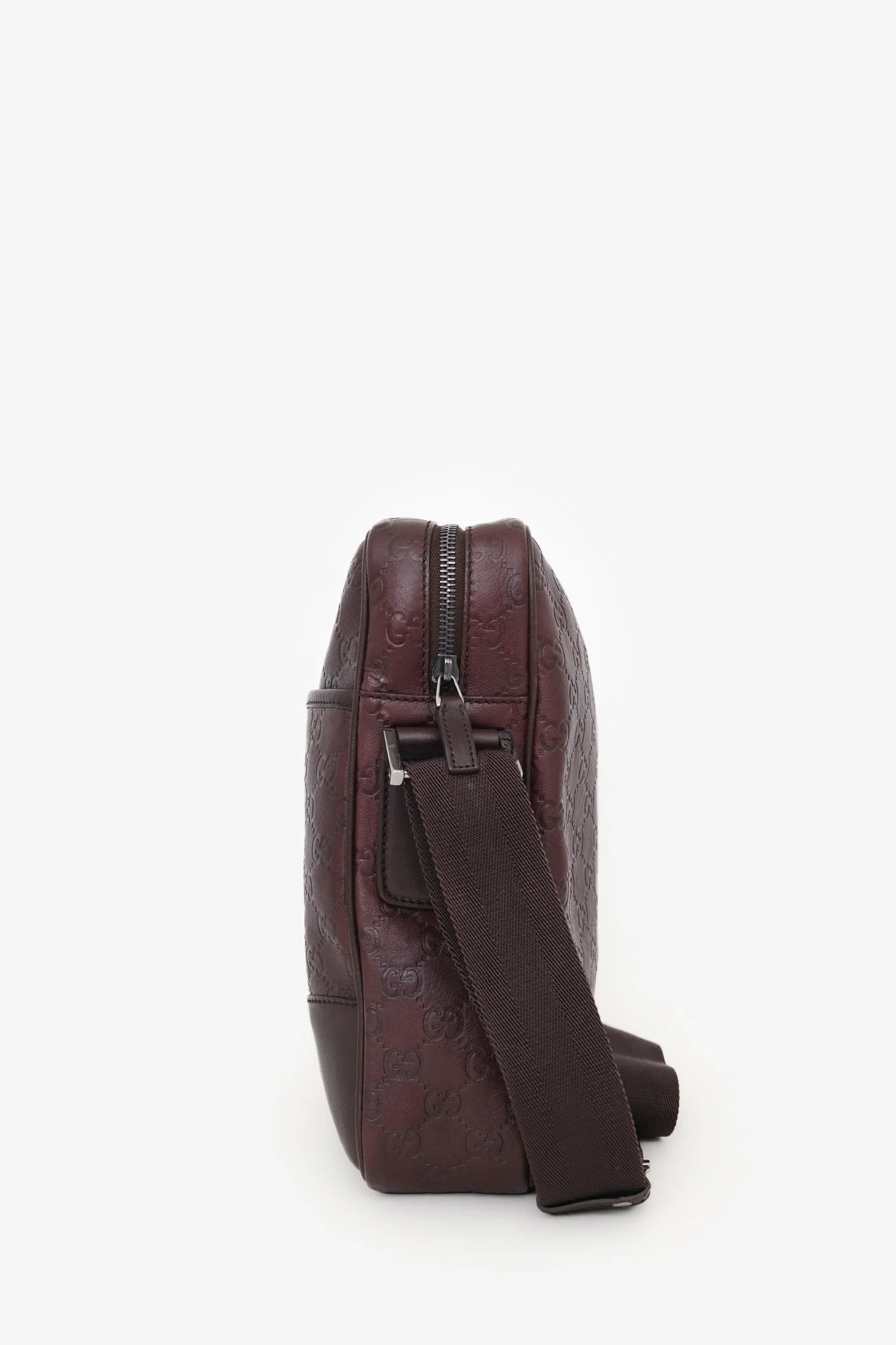 Gucci Burgundy Leather Guccissima Messenger Crossbody - Image 4