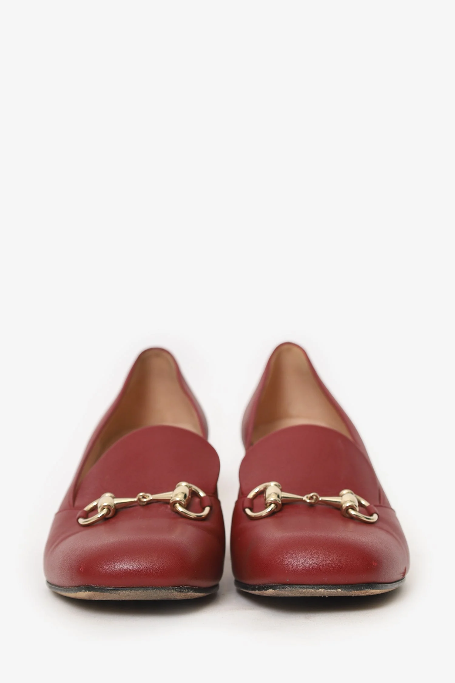 Gucci Burgundy Leather Horsebit Block Heels Size 38 - Image 3