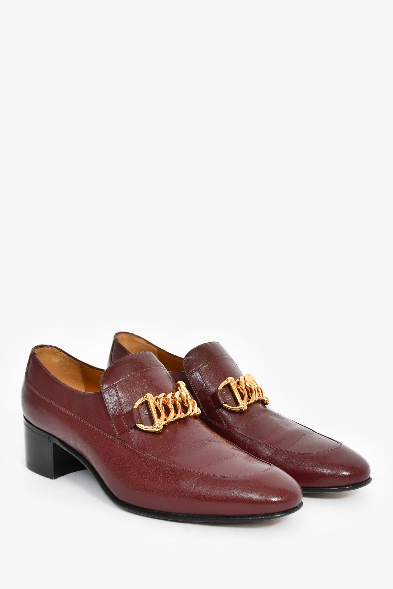 Gucci Burgundy Leather Loafers Size 10.5 - Image 2