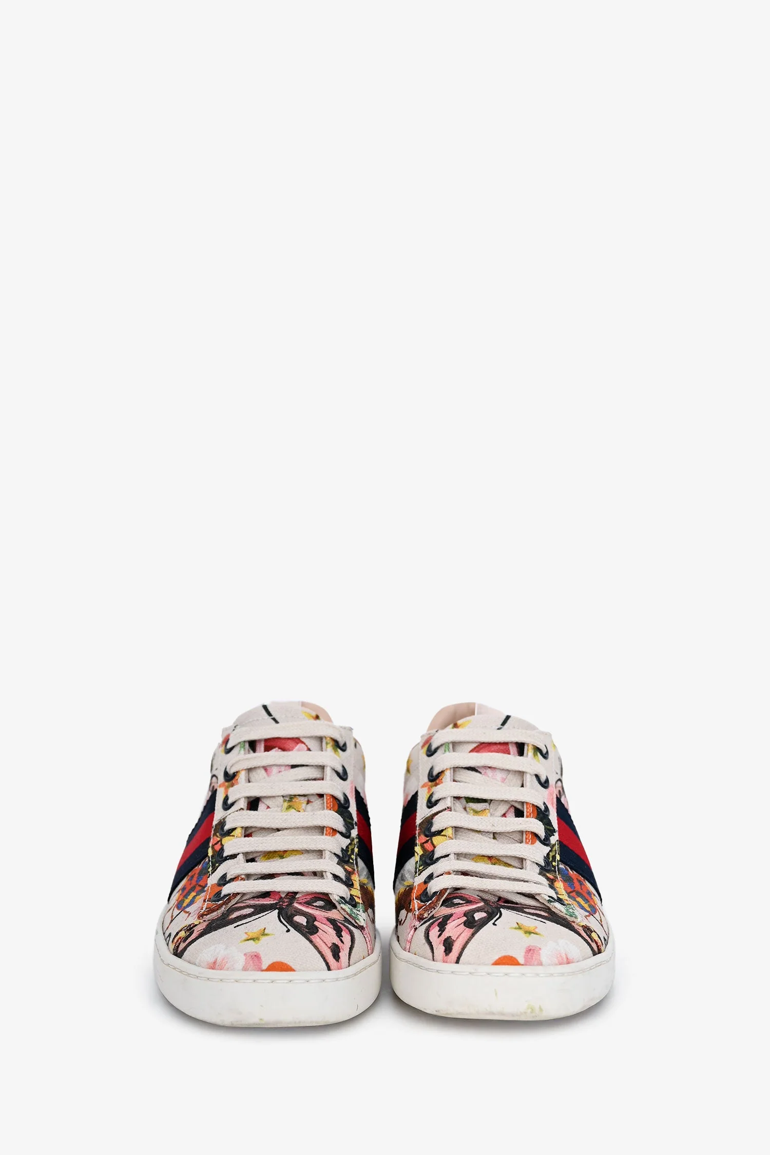 Gucci Cream Canvas Garden Exclusive Ace Sneakers Size 36 - Image 3