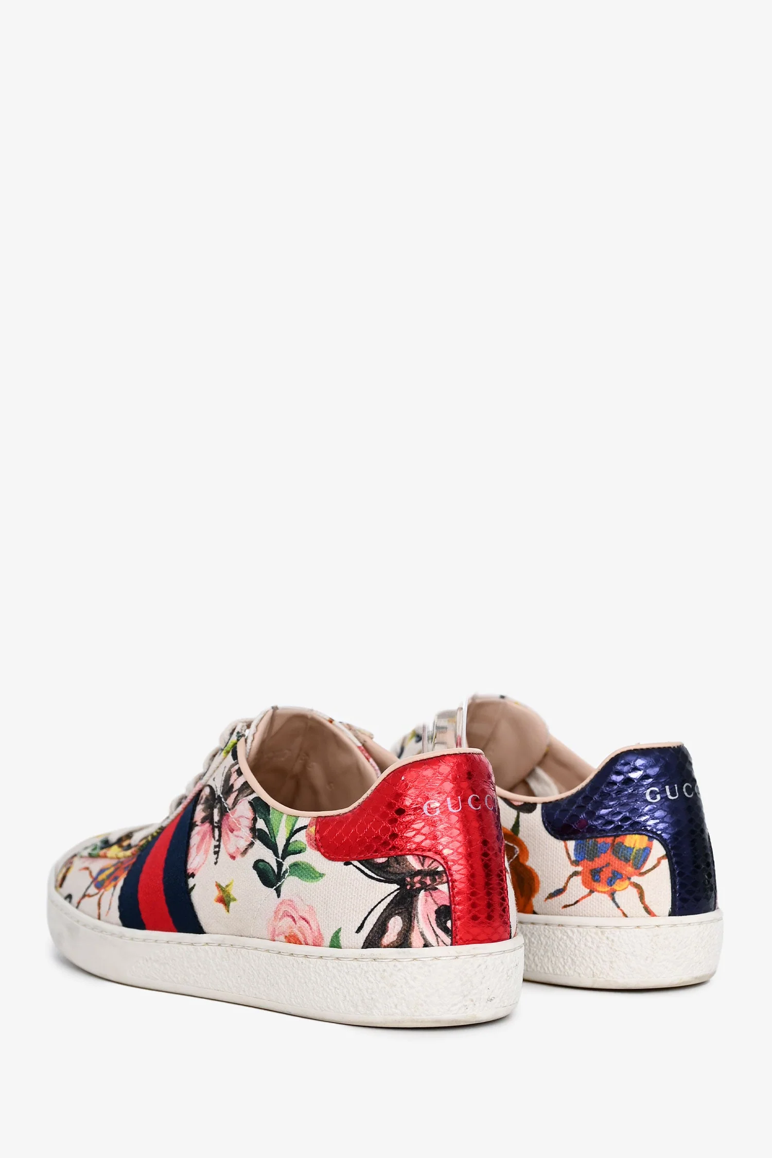 Gucci Cream Canvas Garden Exclusive Ace Sneakers Size 36 - Image 4