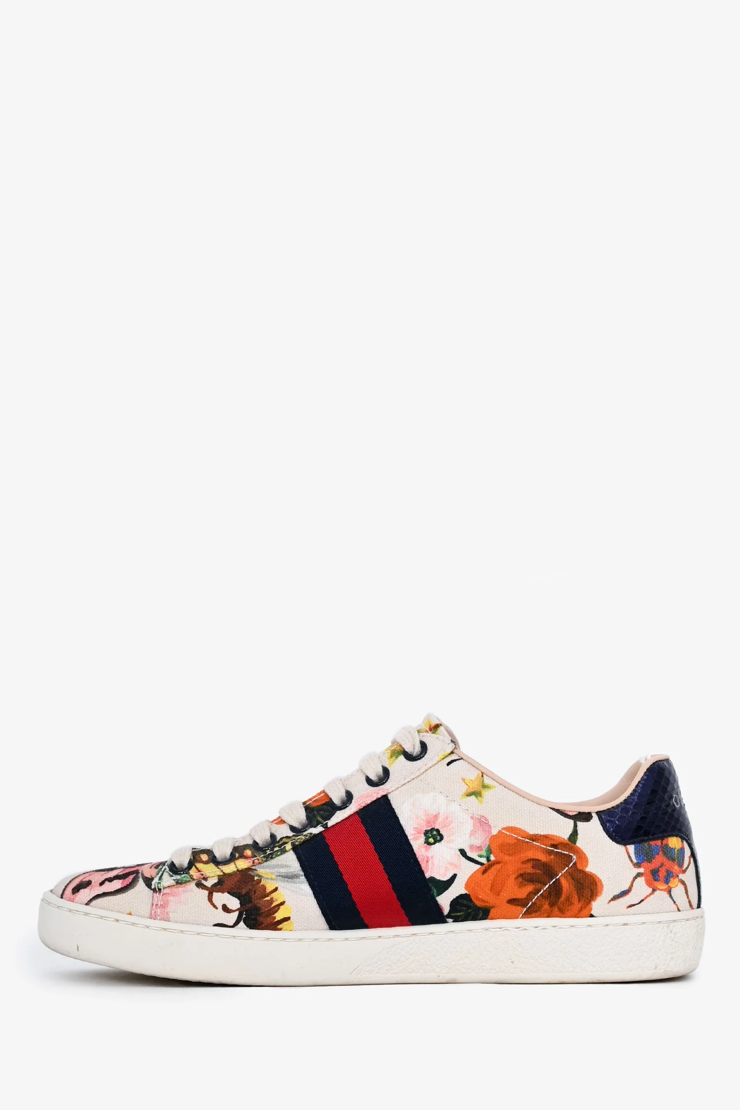Gucci Cream Canvas Garden Exclusive Ace Sneakers Size 36 - Image 5