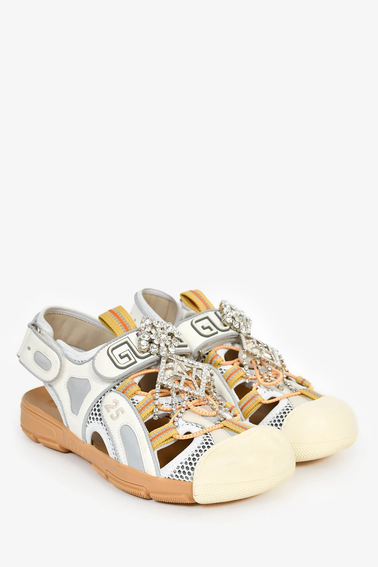 Gucci Cream Jewel Mesh Sandals Size 37.5 - Image 2