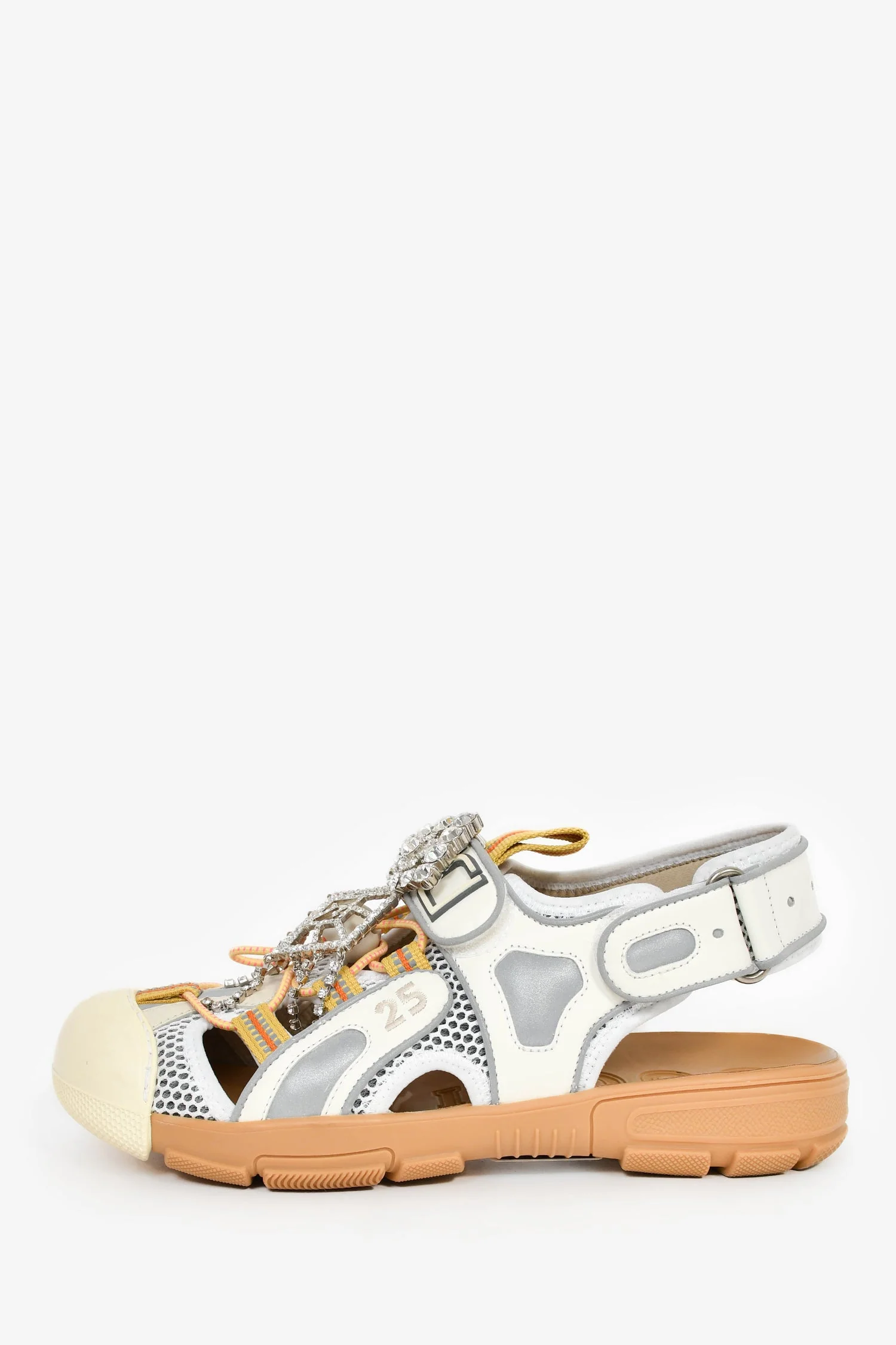 Gucci Cream Jewel Mesh Sandals Size 37.5 - Image 4