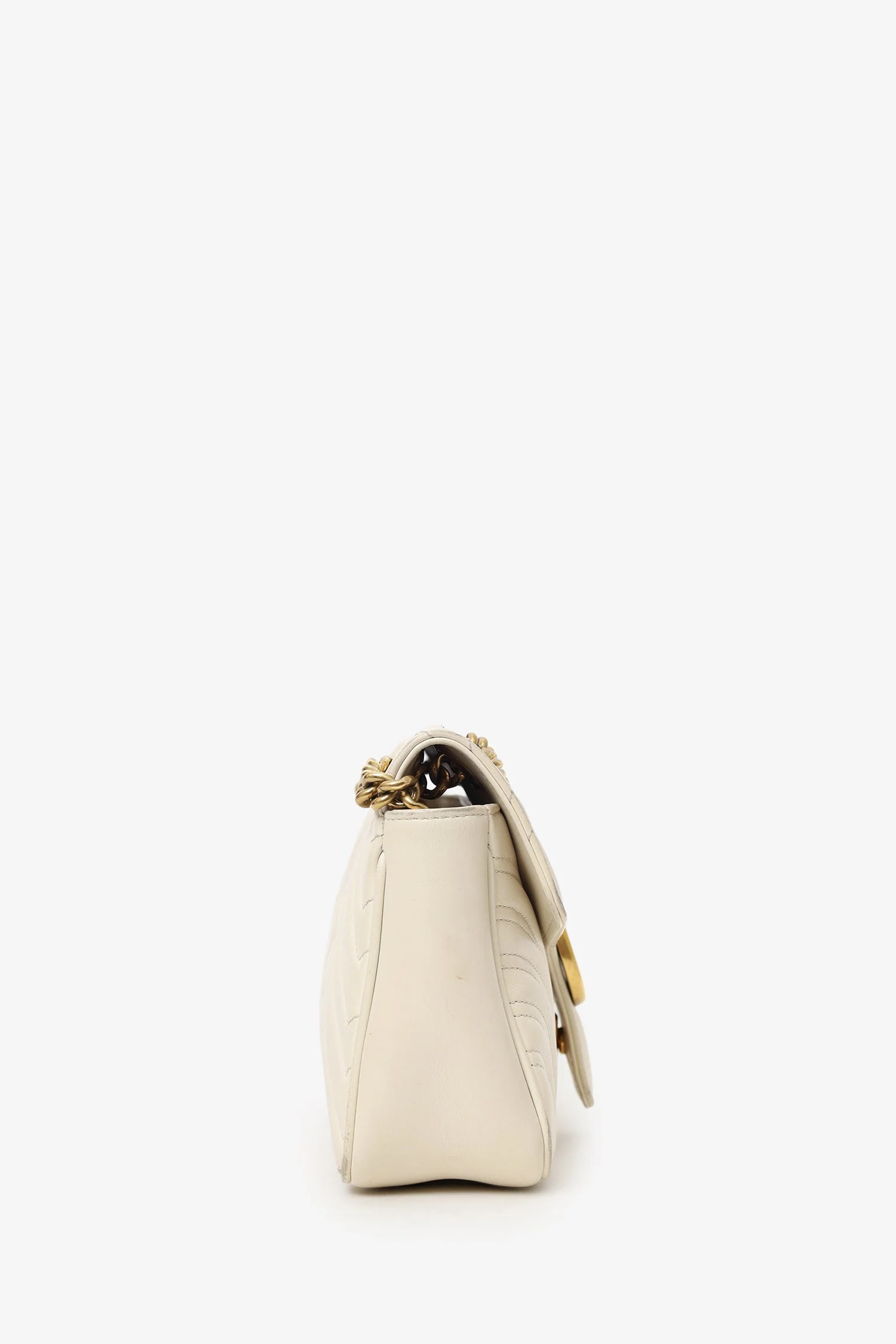 Gucci Cream Leather Marmont Medium Shoulder Bag - Image 3