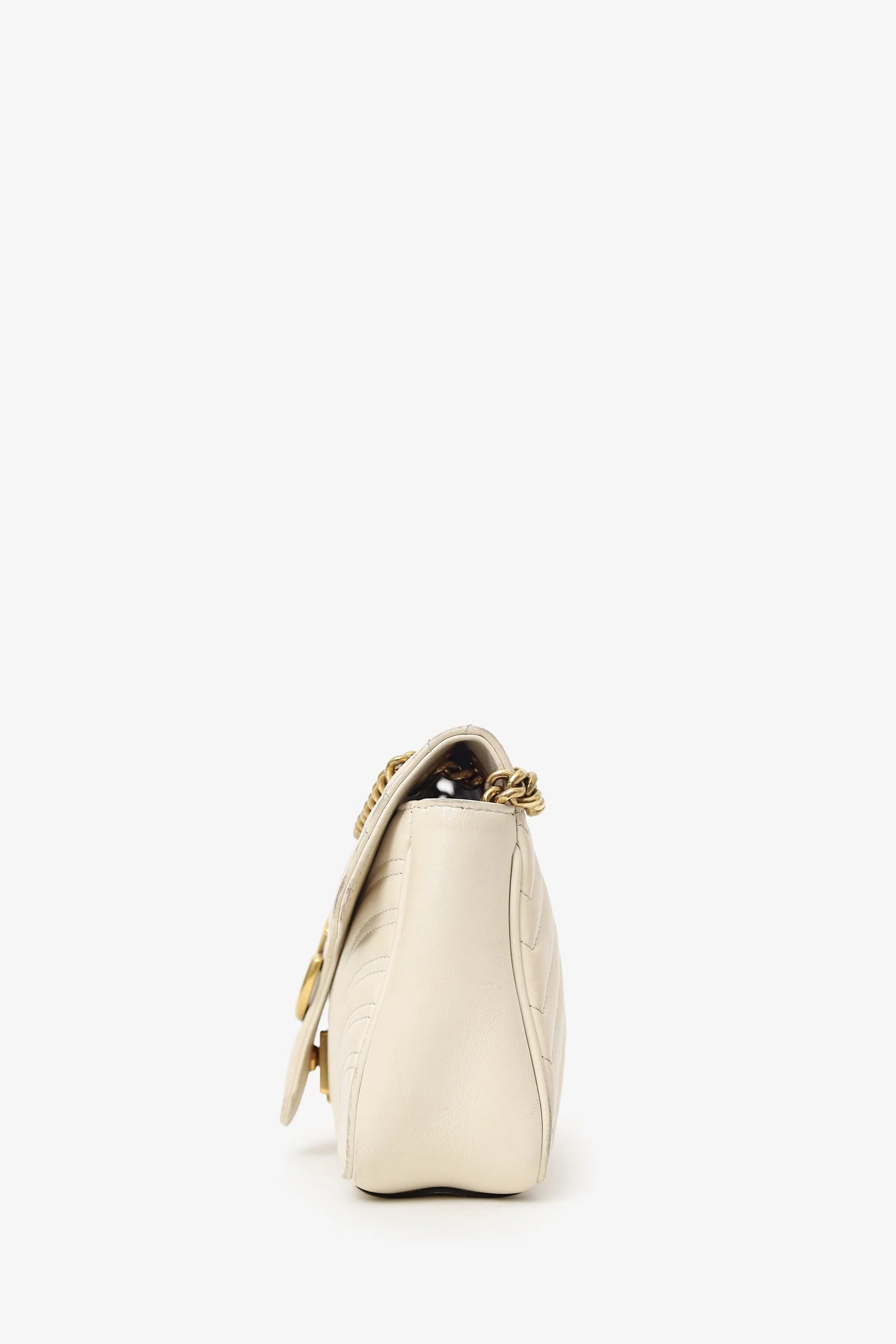 Gucci Cream Leather Marmont Medium Shoulder Bag - Image 4