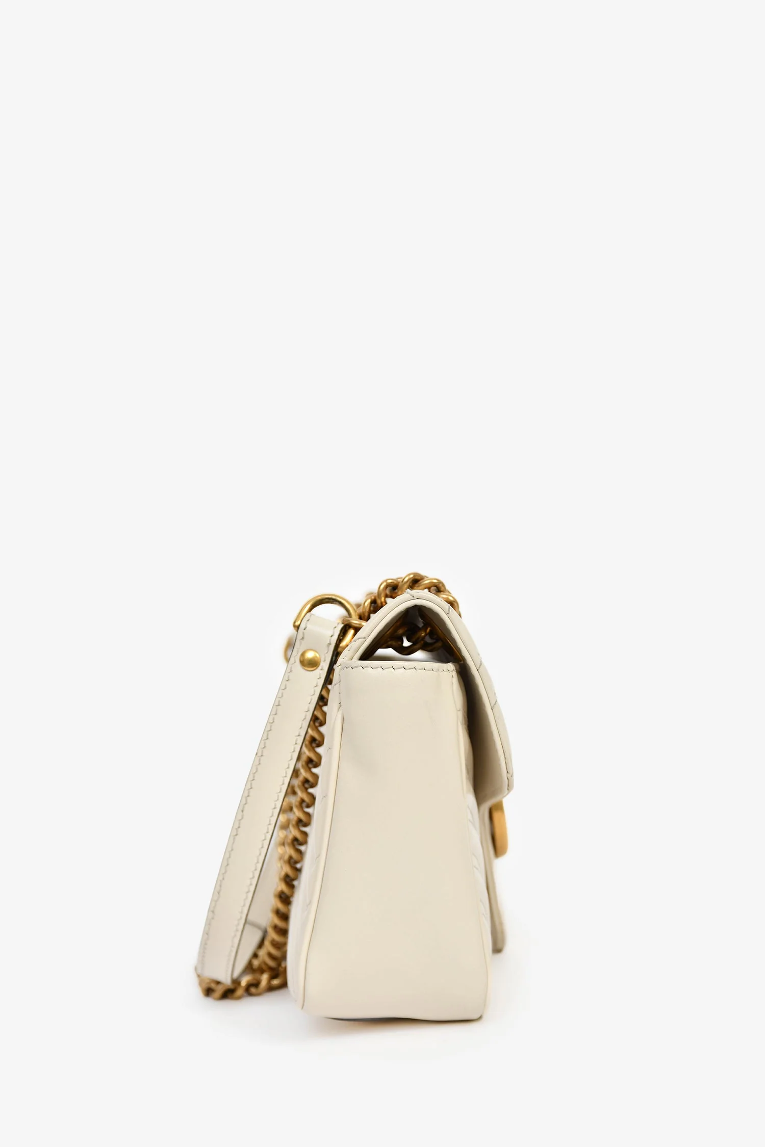 Gucci Cream Leather Marmont Small Shoulder Bag - Image 3