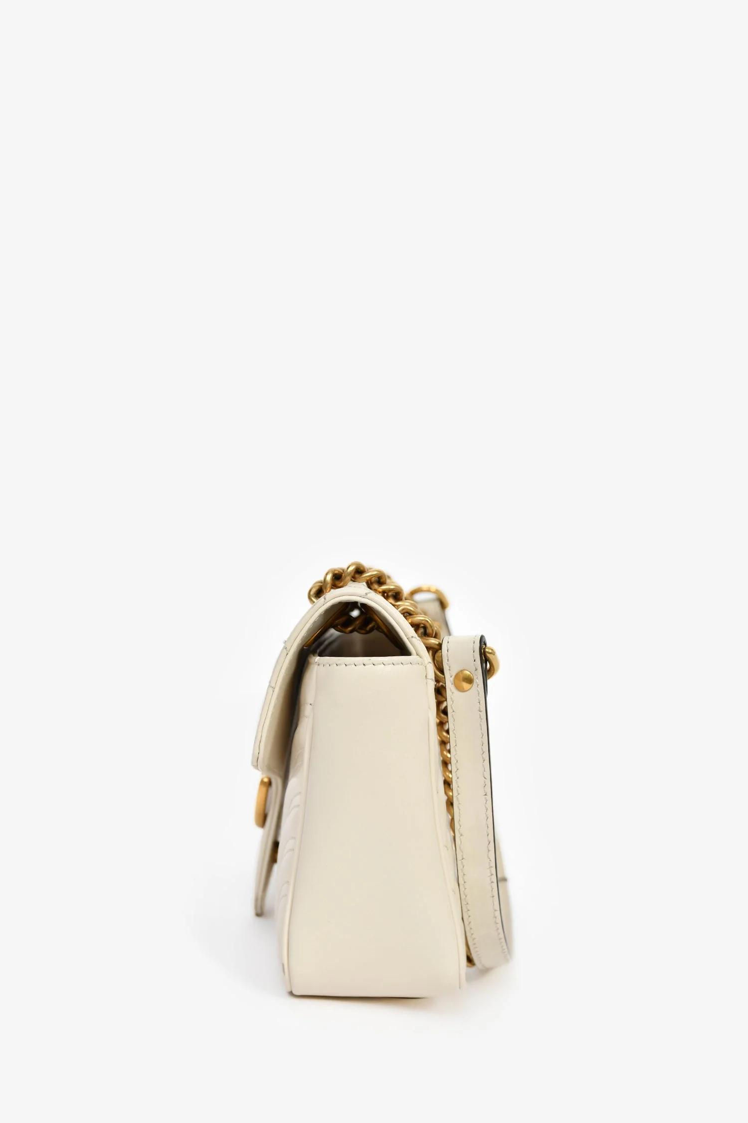 Gucci Cream Leather Marmont Small Shoulder Bag - Image 4