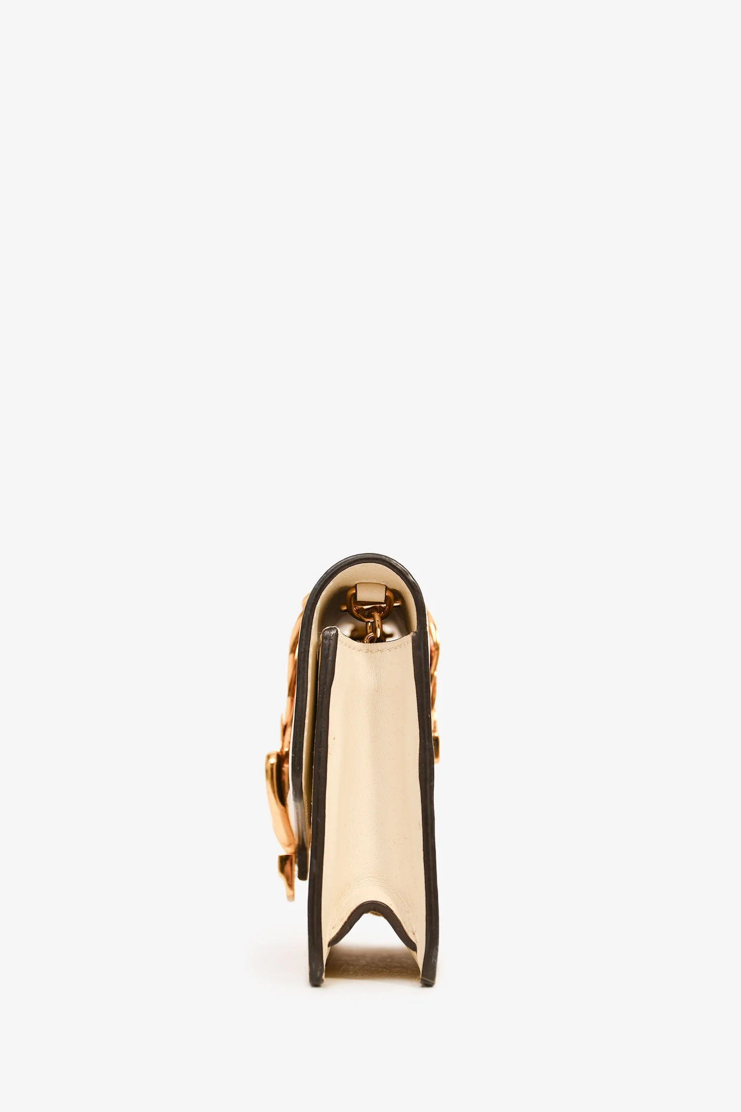 Gucci Cream Leather Web Mini Sylvie Chain Bag - Image 4