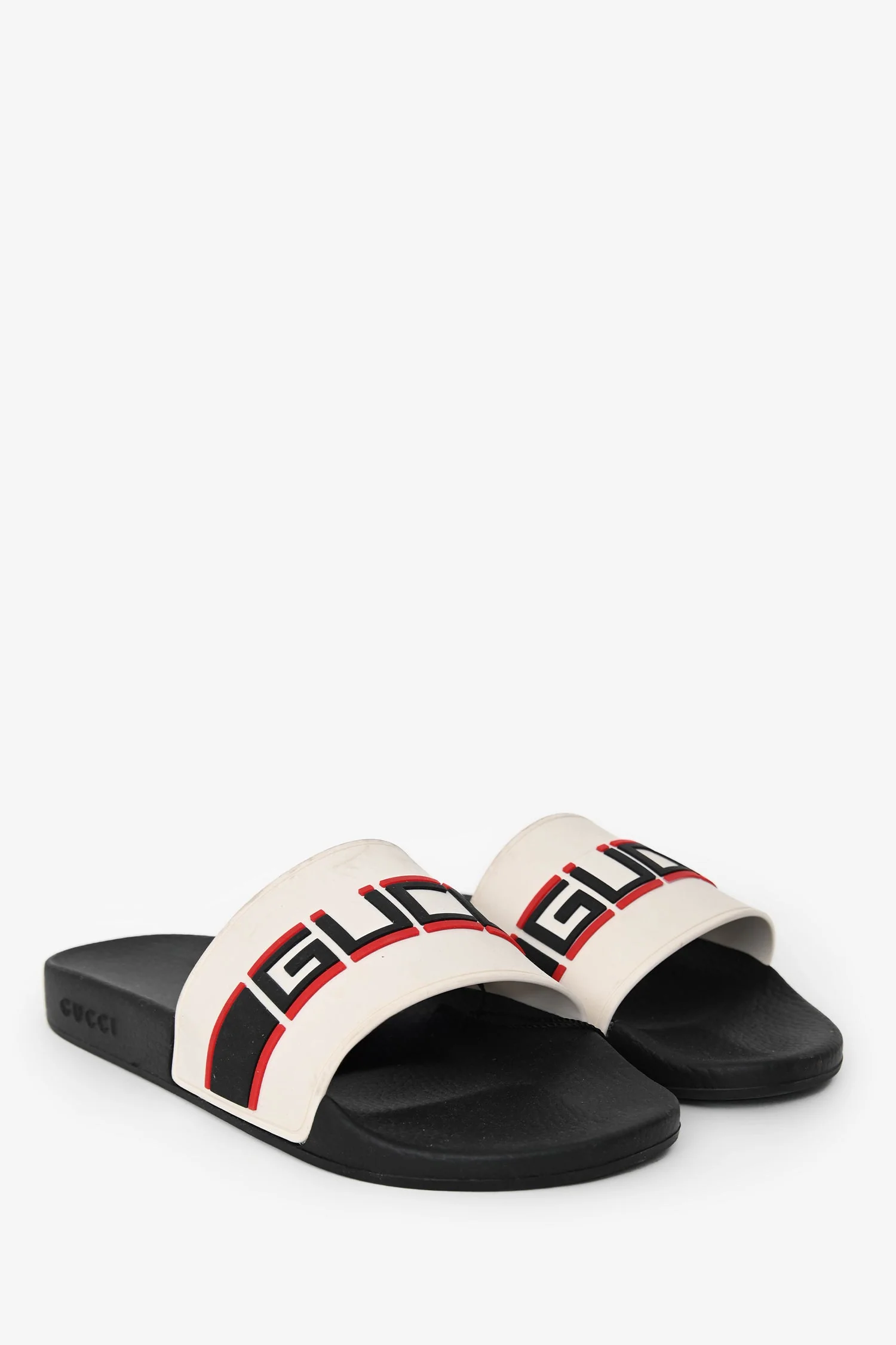 Gucci Cream Rubber Red/BlackLogo Slides Size 11 Mens - Image 2