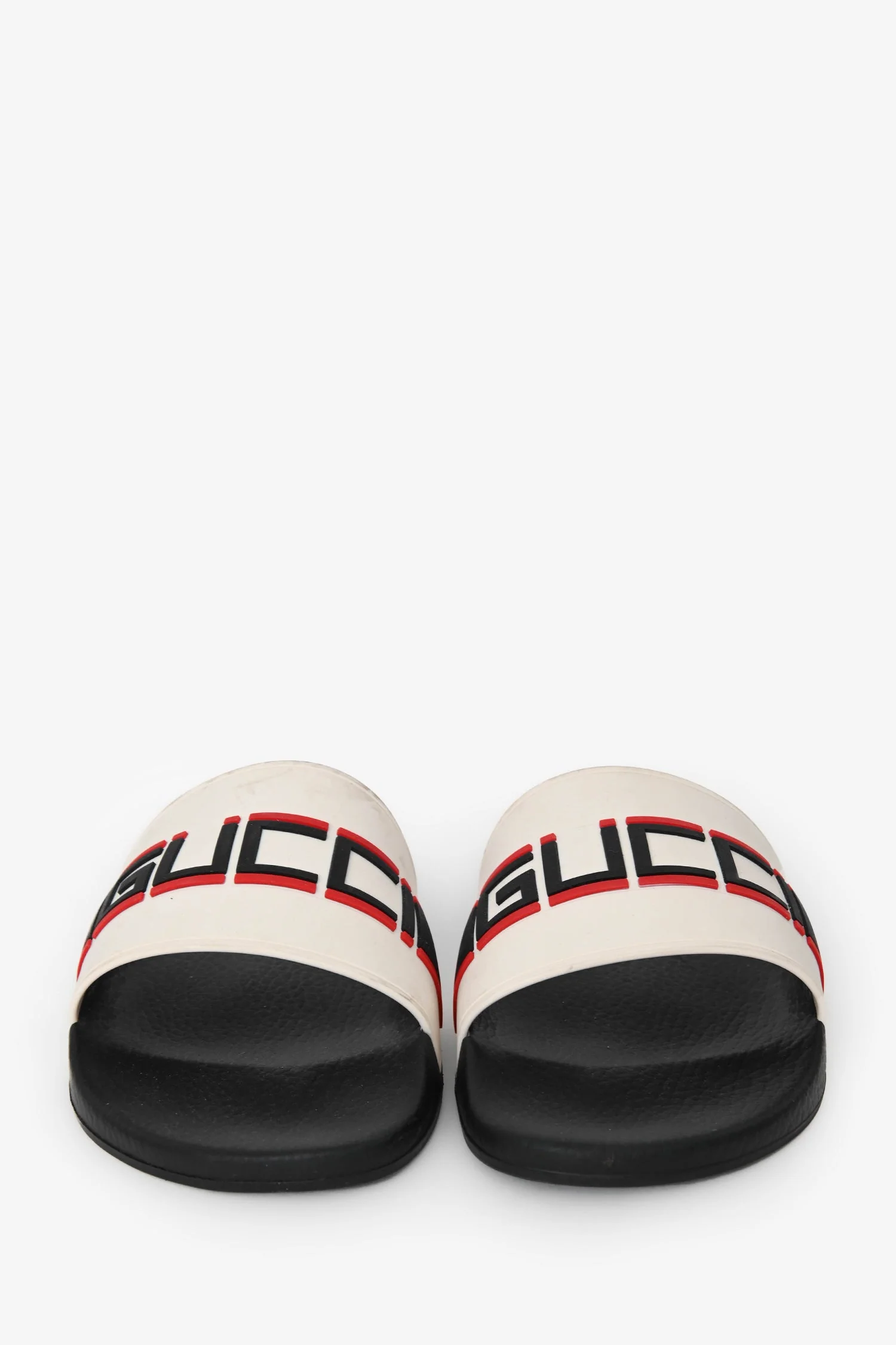 Gucci Cream Rubber Red/BlackLogo Slides Size 11 Mens - Image 3