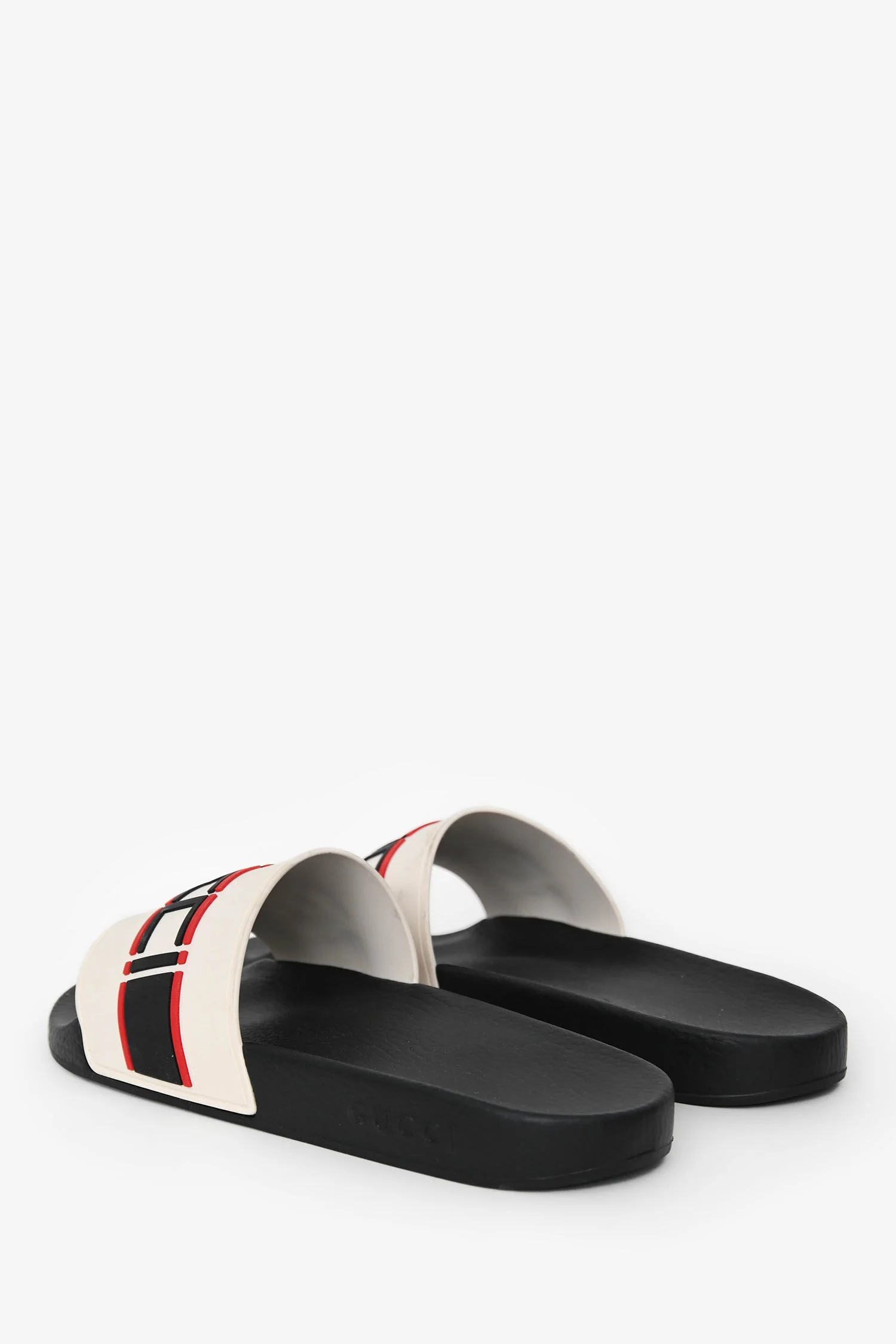 Gucci Cream Rubber Red/BlackLogo Slides Size 11 Mens - Image 4