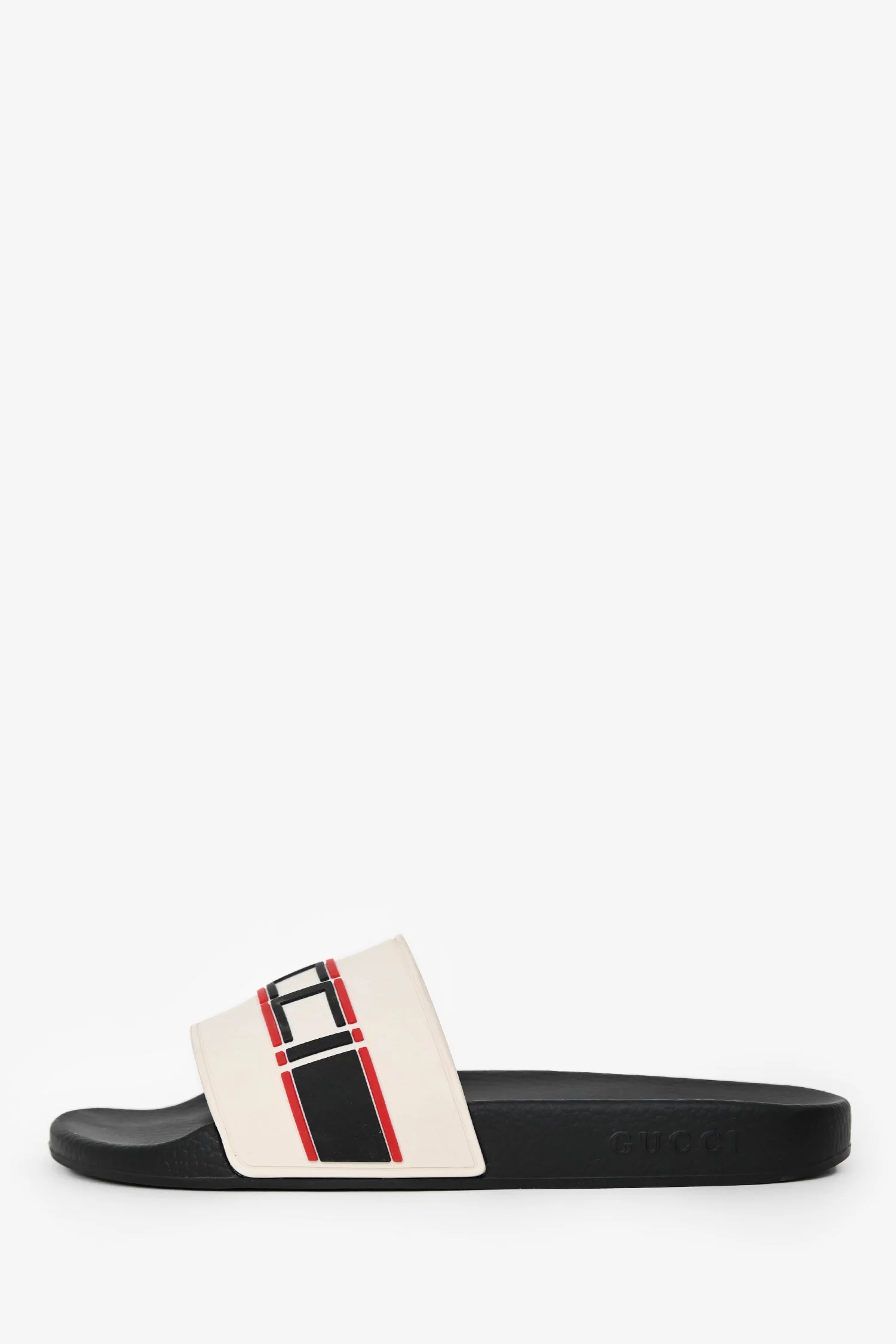 Gucci Cream Rubber Red/BlackLogo Slides Size 11 Mens - Image 5
