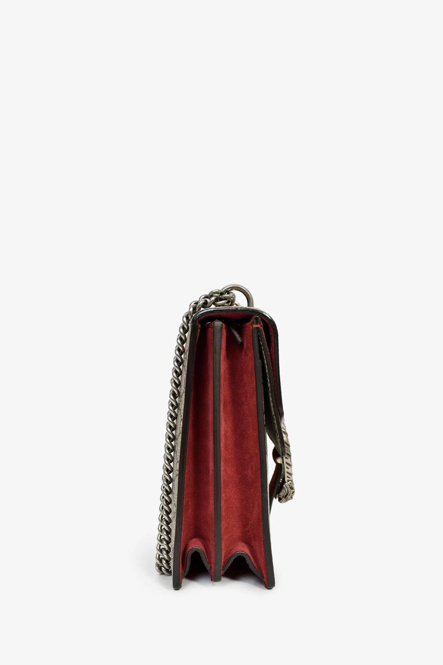 Gucci GG Supreme Blooms Canvas/Burgundy Suede Dionysus Medium Shoulder Bag - Image 3