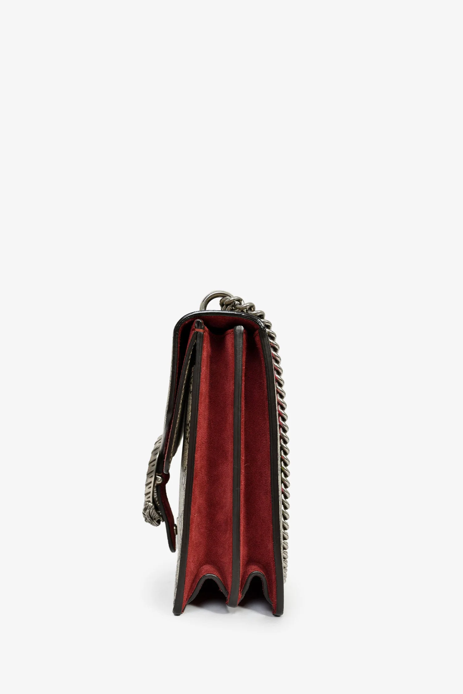 Gucci GG Supreme Blooms Canvas/Burgundy Suede Dionysus Medium Shoulder Bag - Image 4