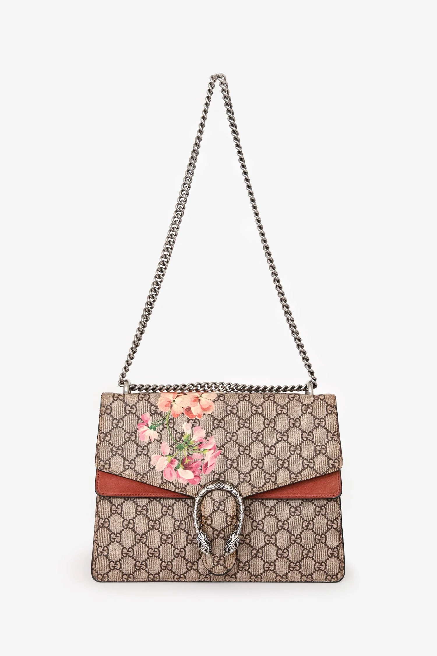 Gucci GG Supreme Blooms Canvas/Pink Suede Dionysus Medium Shoulder Bag - Image 7