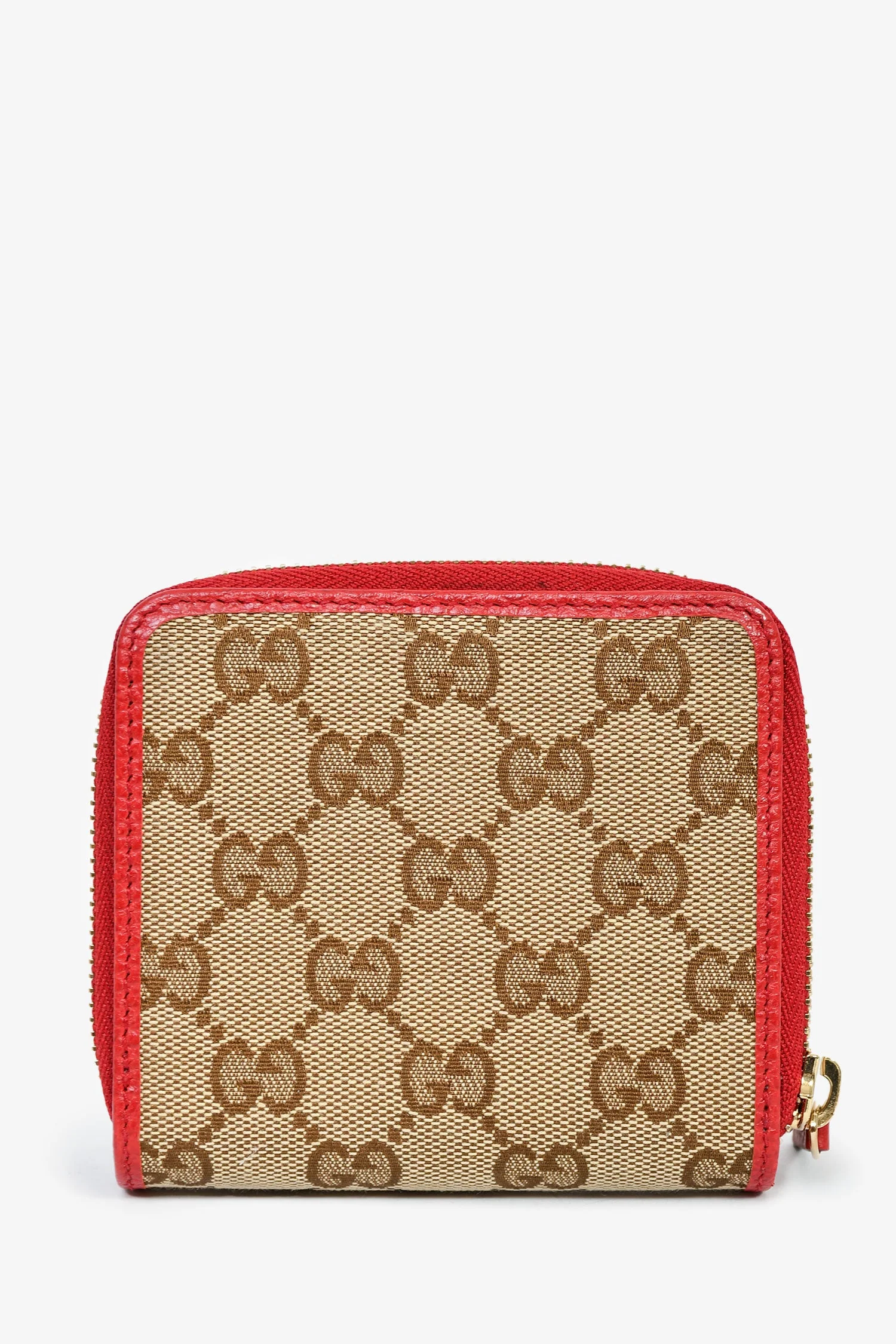 Gucci GG Supreme Canvas/Red Leather Compact Wallet - Image 2