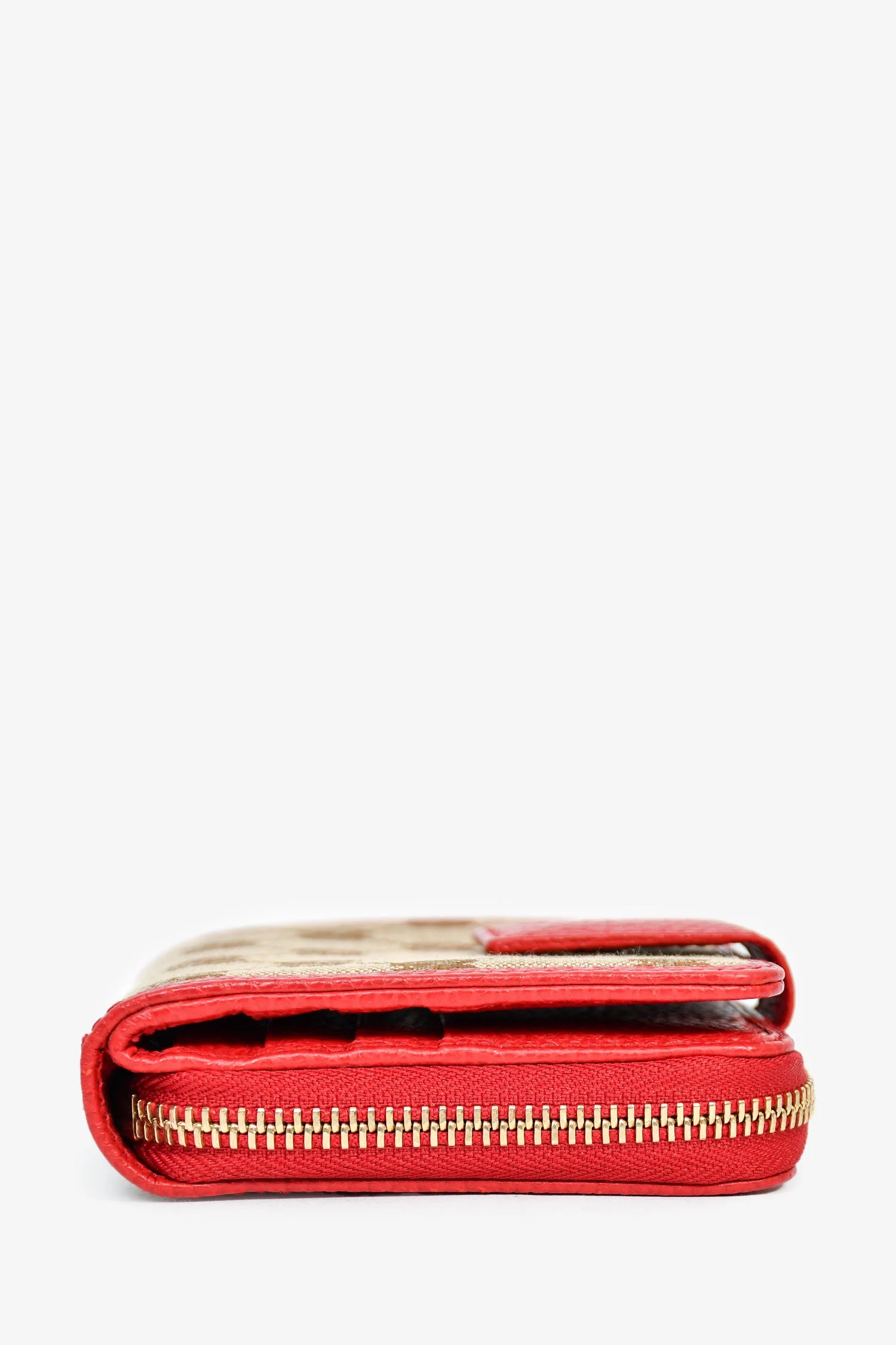 Gucci GG Supreme Canvas/Red Leather Compact Wallet - Image 3