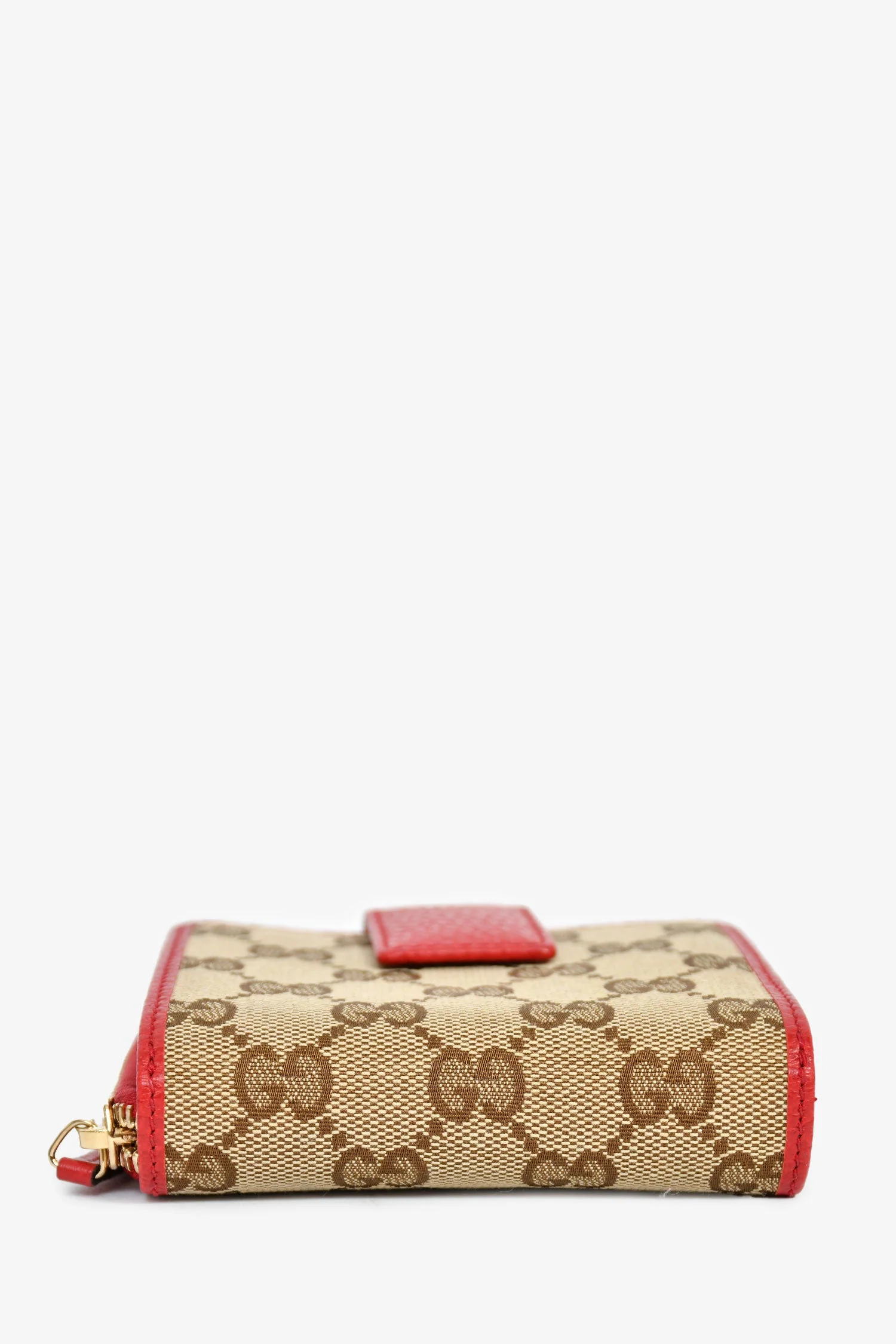 Gucci GG Supreme Canvas/Red Leather Compact Wallet - Image 5