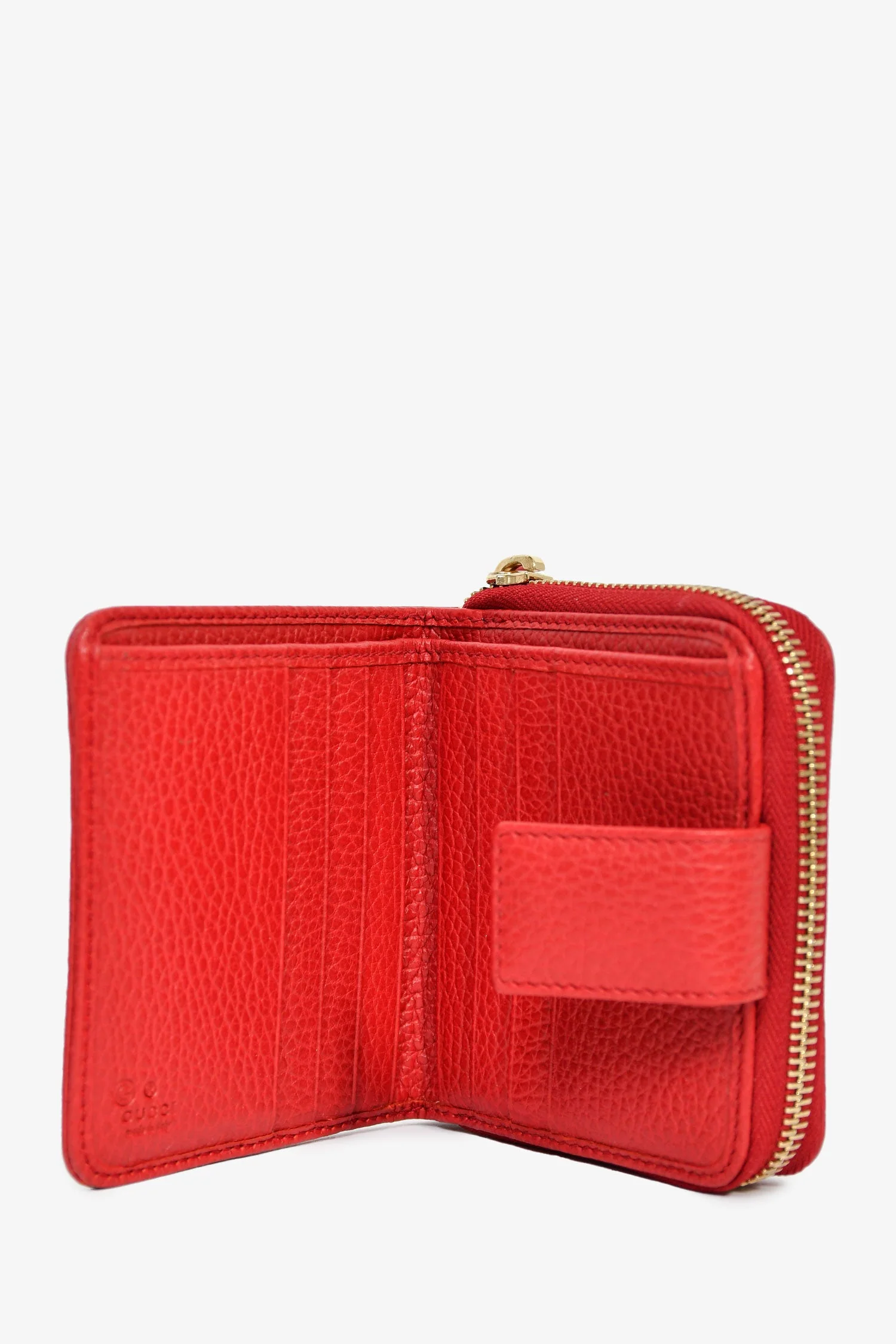 Gucci GG Supreme Canvas/Red Leather Compact Wallet - Image 6