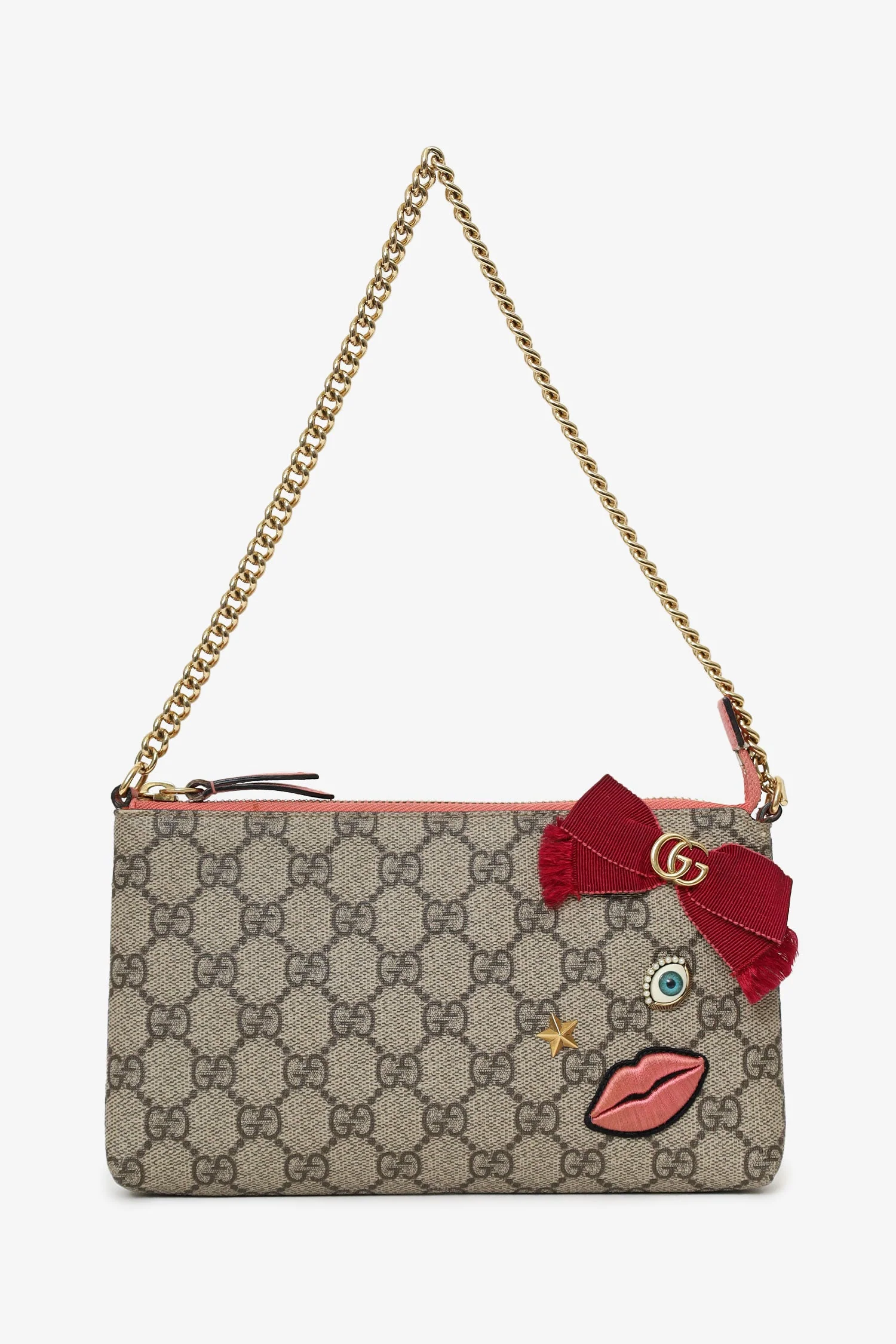 Gucci GG Supreme Monogram Face Embroidered Wrist Wallet - Image 7