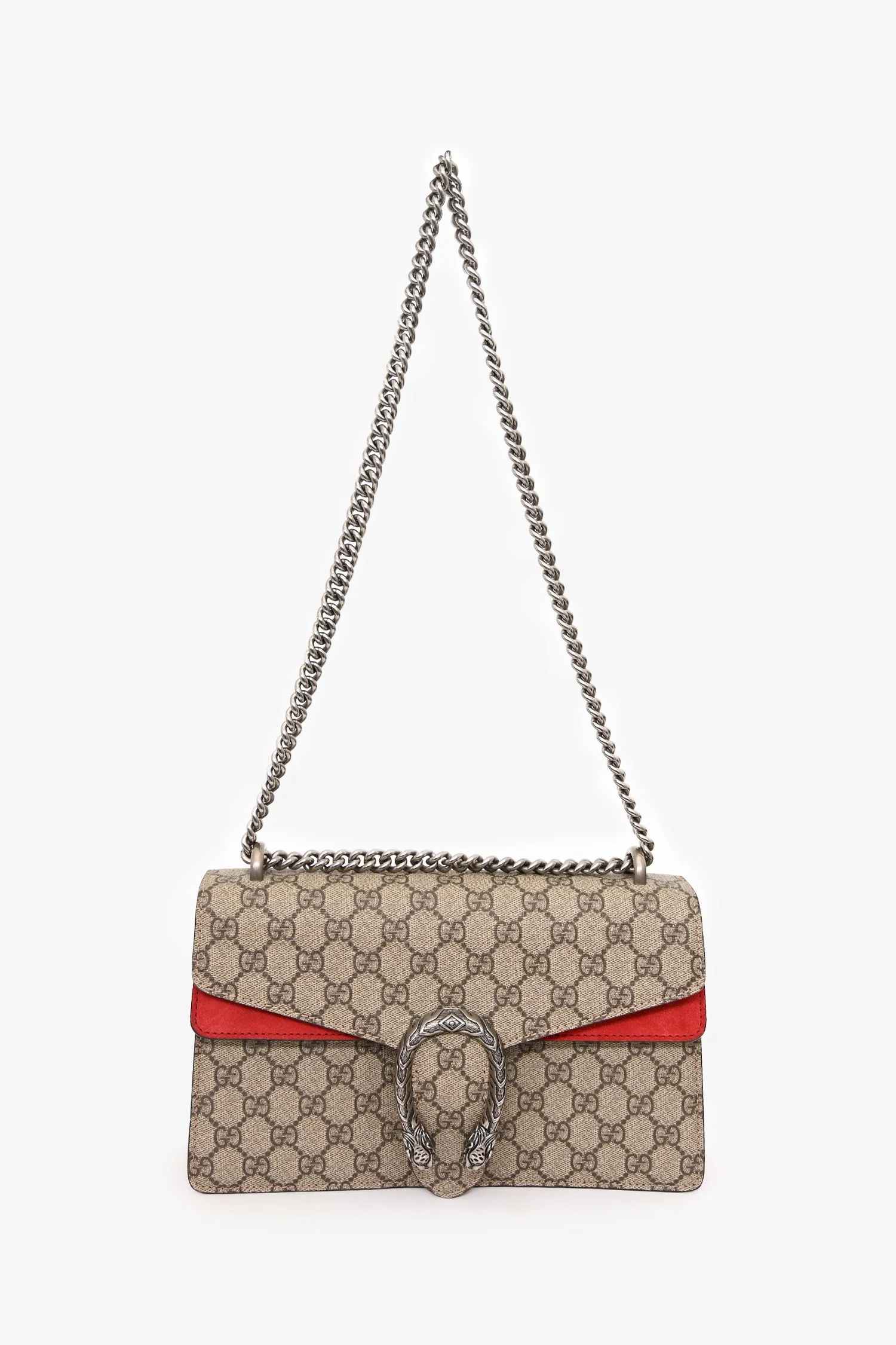 Gucci GG Supreme/Red Suede Small Dionysus Shoulder Bag - Image 7