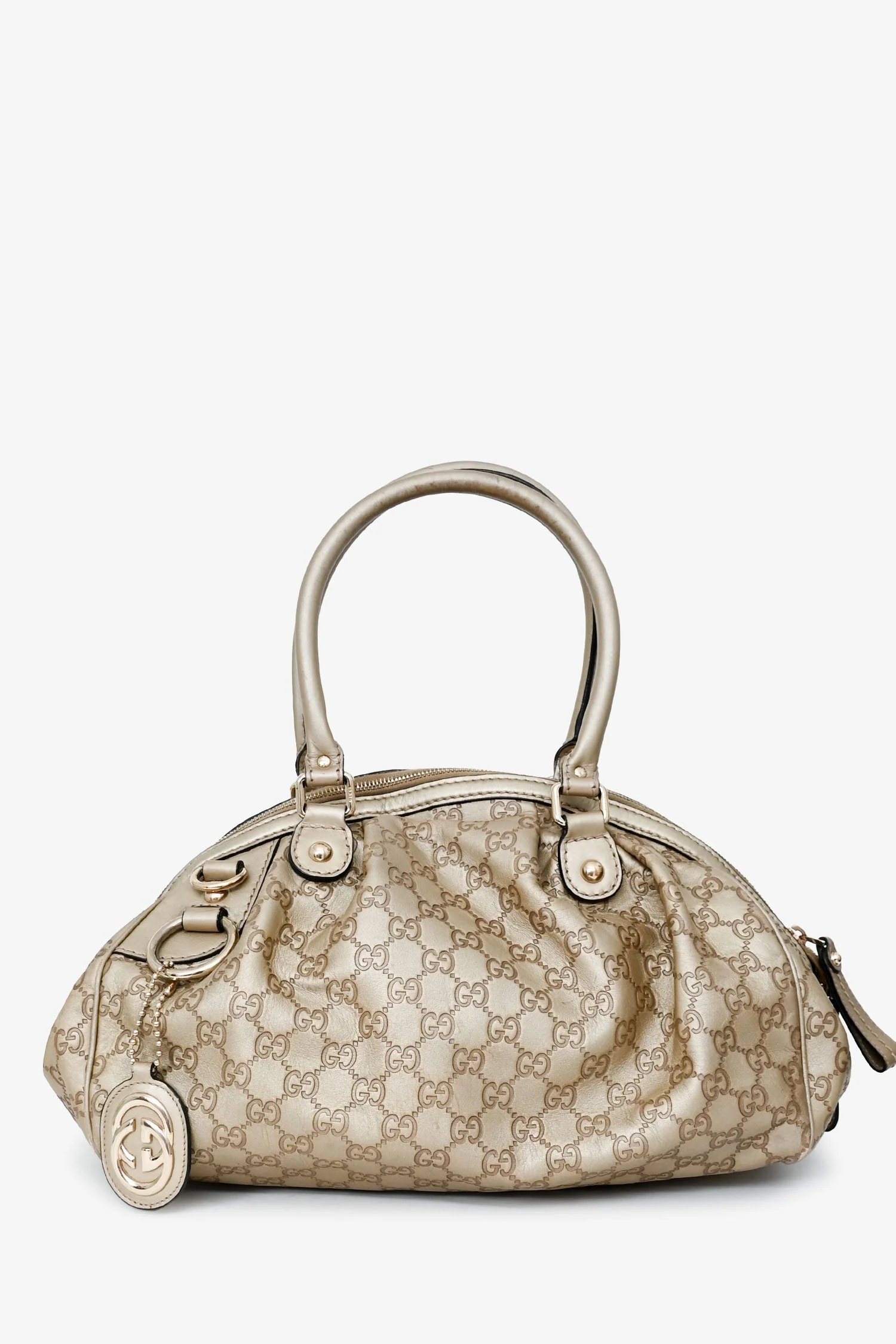 Gucci Gold Leather Guccisimma Sukey Shoulder Bag - Image 2