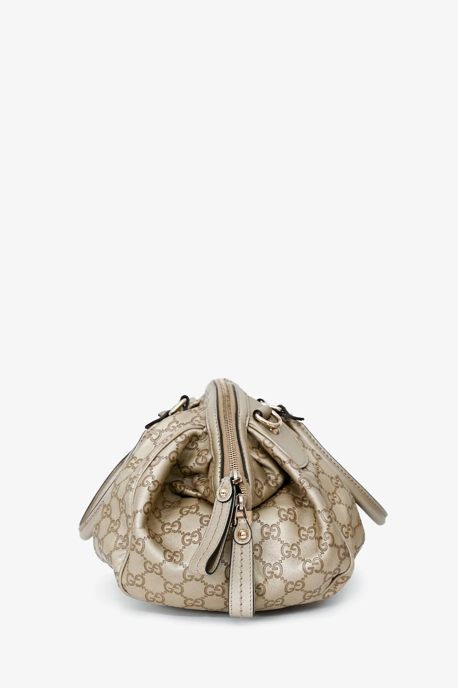 Gucci Gold Leather Guccisimma Sukey Shoulder Bag - Image 4