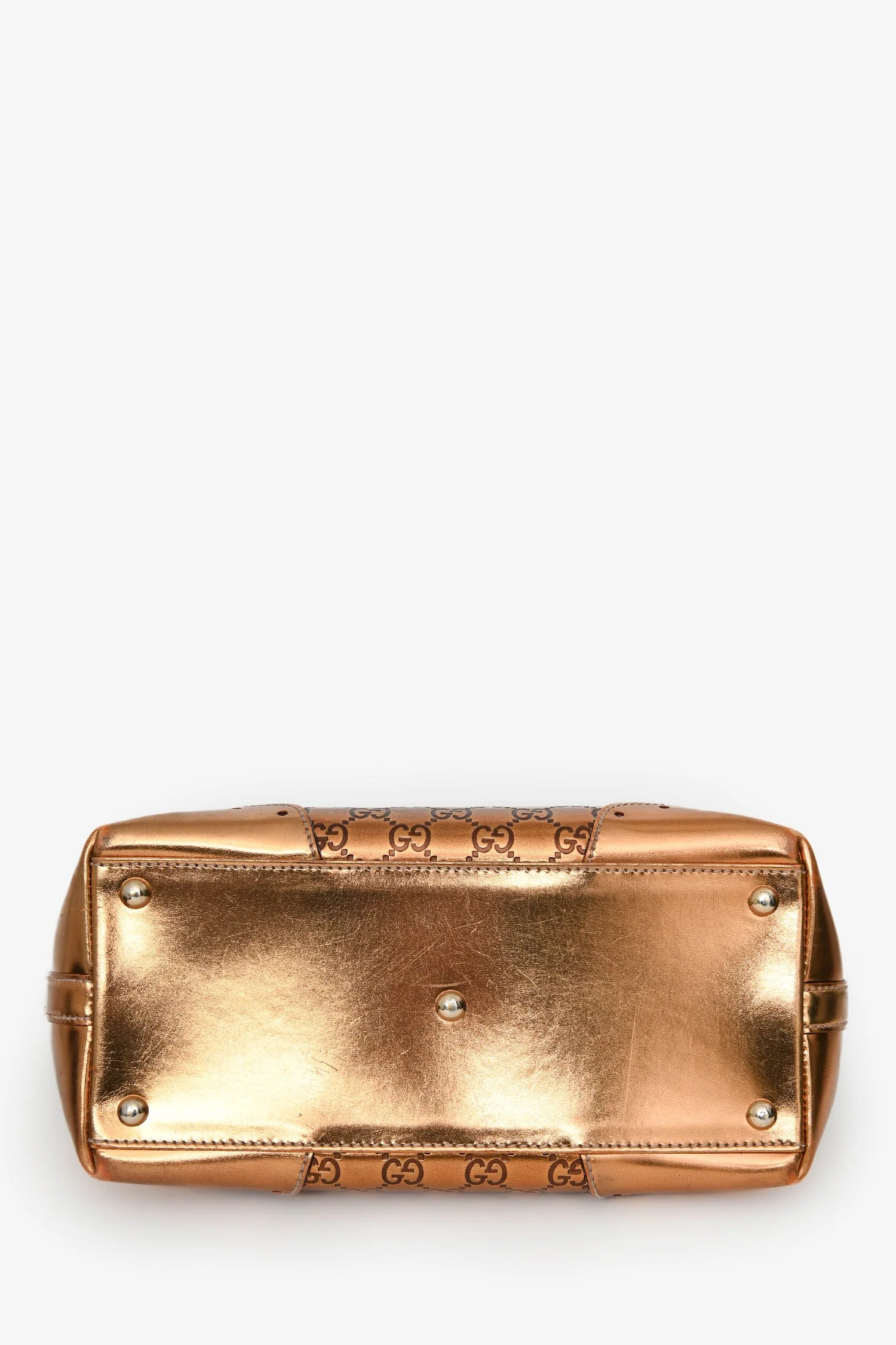 Gucci Gold Leather Guccissima Punch Tote - Image 5
