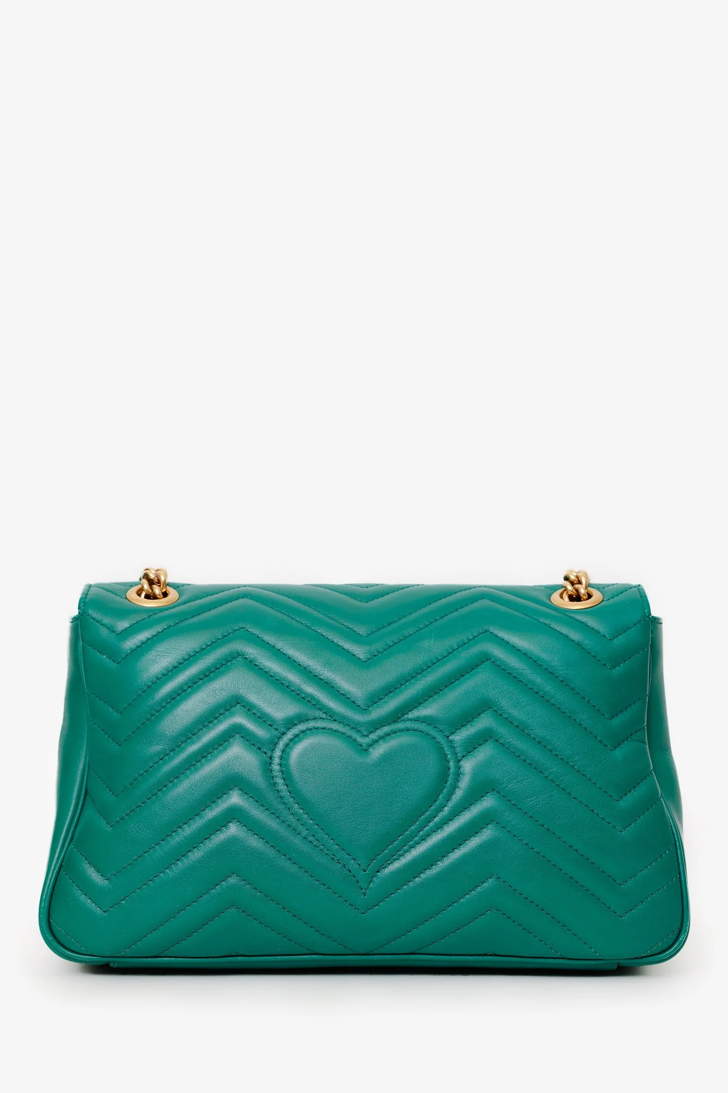 Gucci Green Chevron Leather Medium Marmont Shoulder Bag - Image 2