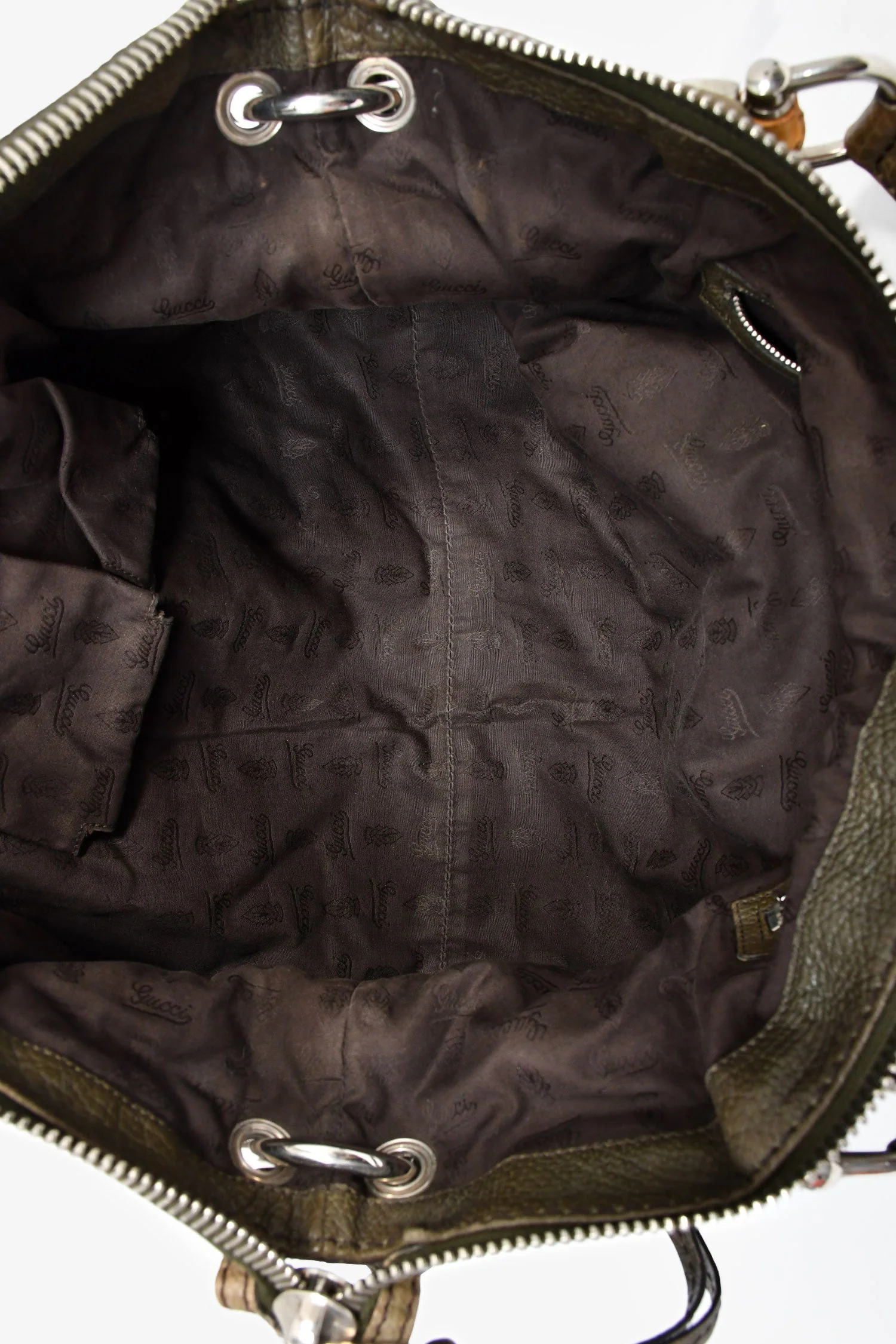 Gucci Green Leather Bamboo Bar Tote Bag - Image 6