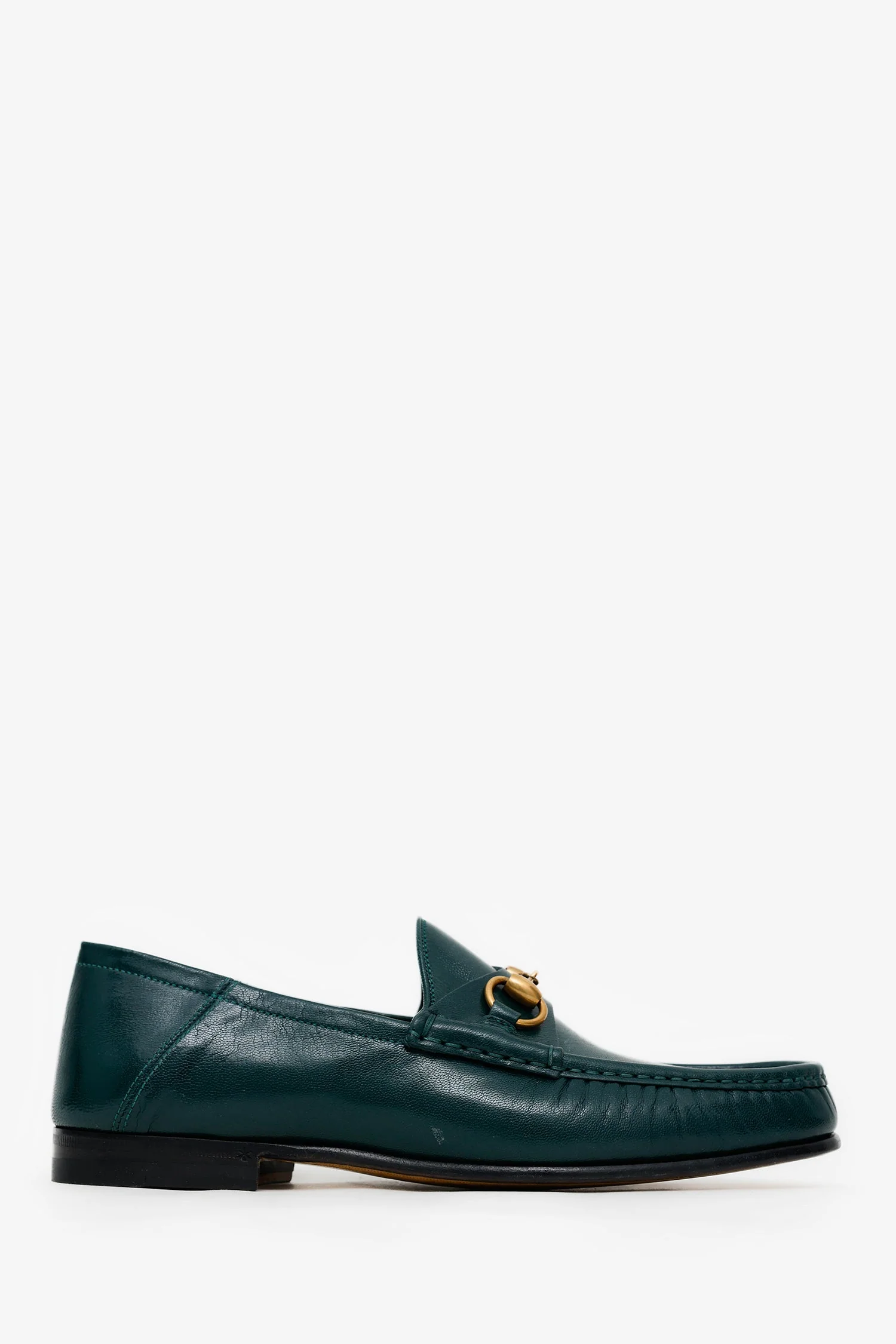 Gucci Green Leather Jordaan Loafer Size 7.5 Mens