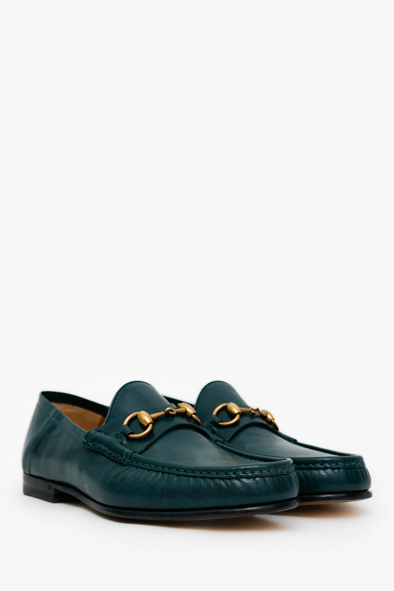 Gucci Green Leather Jordaan Loafer Size 7.5 Mens - Image 2