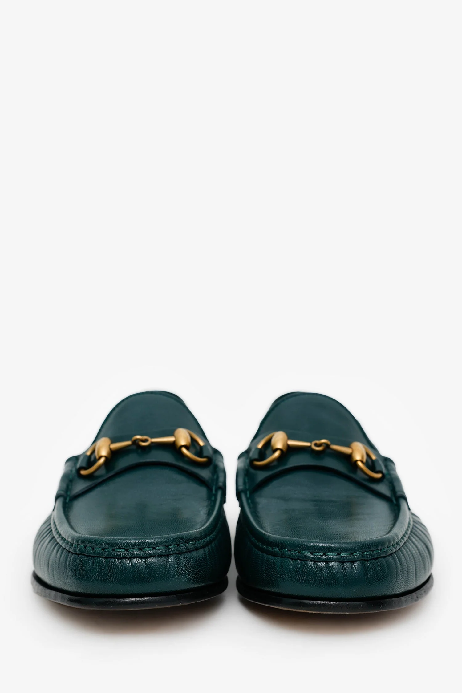 Gucci Green Leather Jordaan Loafer Size 7.5 Mens - Image 3