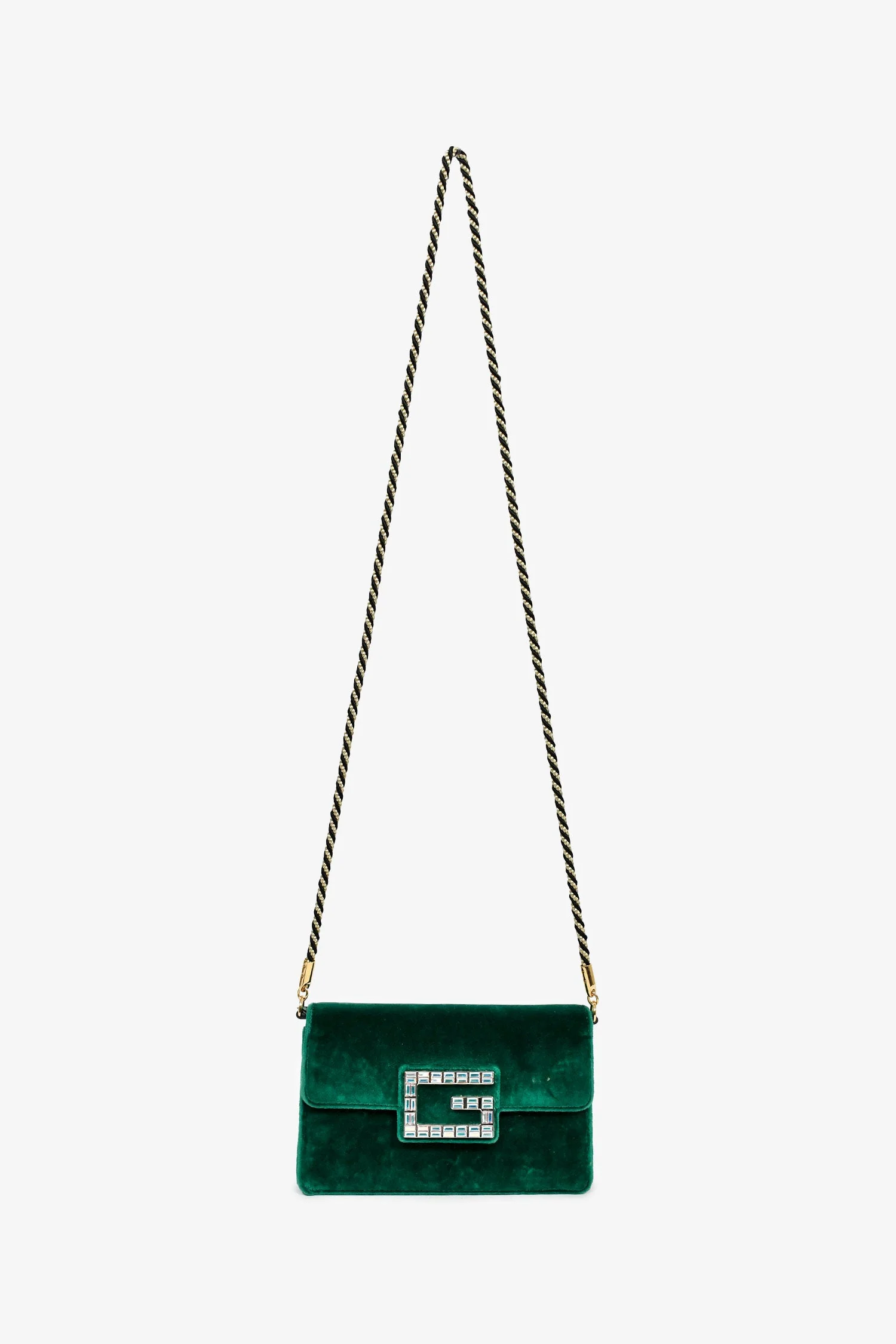 Gucci Green Velvet GG Crystal 'Broadway' Mini Shoulder Bag - Image 7