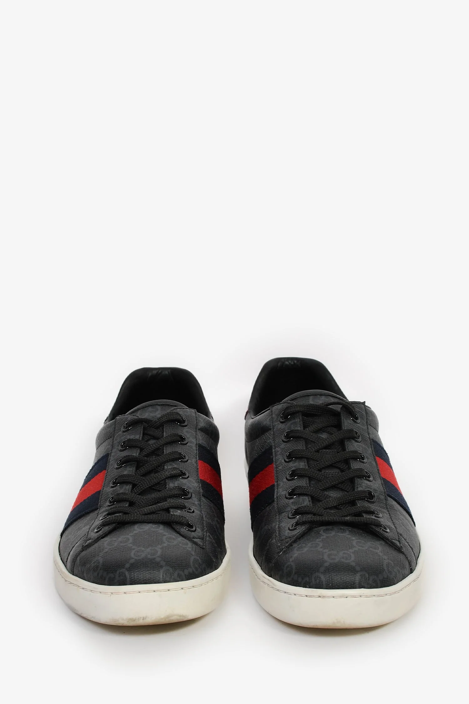 Gucci Grey Canvas GG Supreme Web Snake Embossed Detail 'Ace' Sneakers Size 8.5 Mens - Image 3