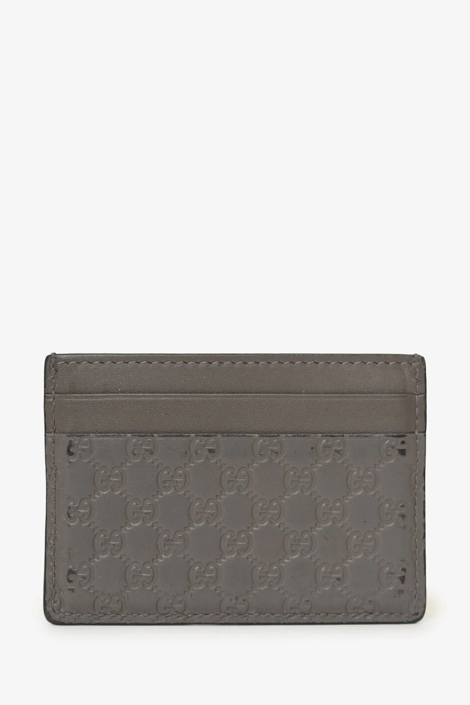 Gucci Grey Leather 'GG' Embossed Card Holder - Image 2