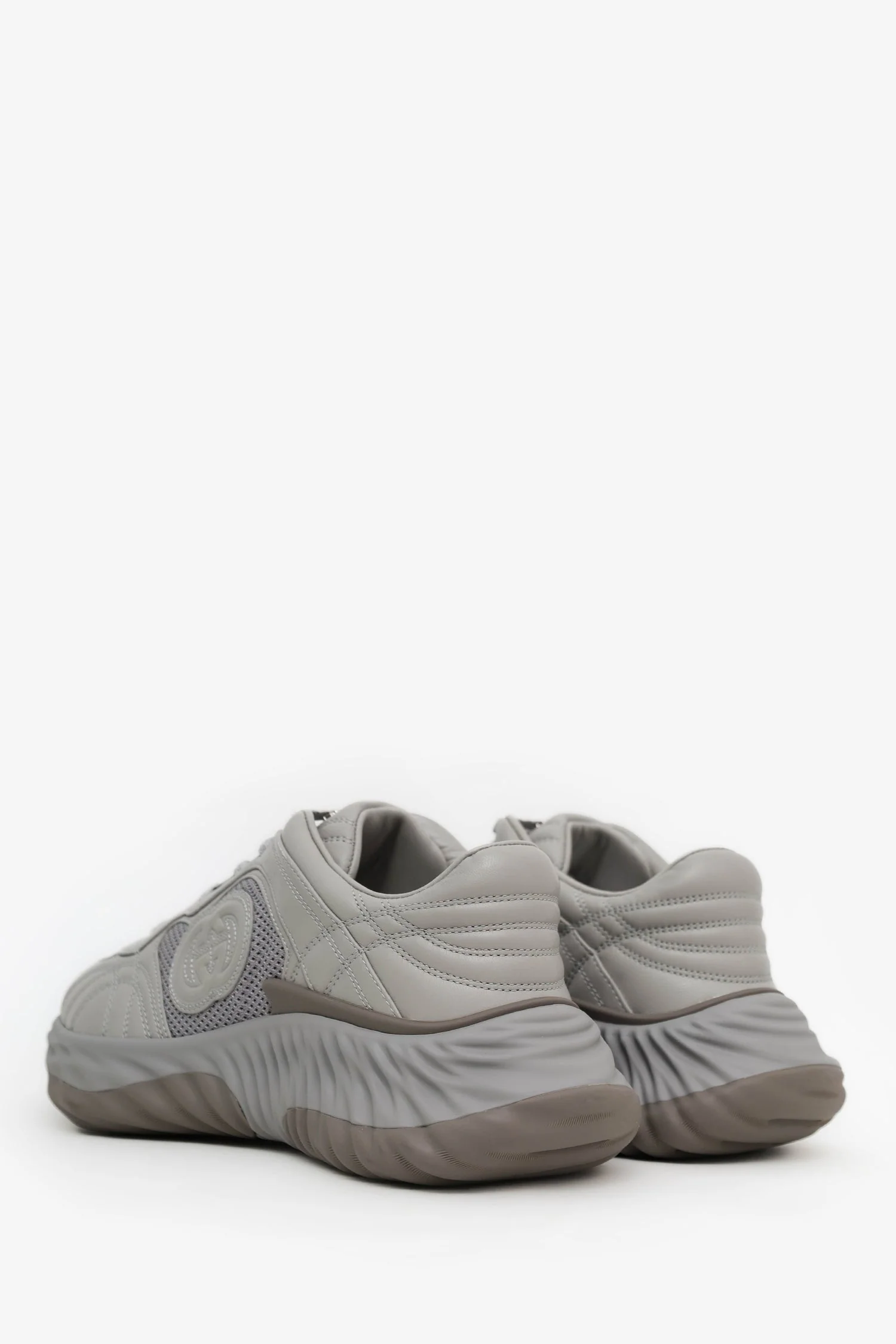 Gucci Grey Leather Interlocking G Sneakers Size 6.5 Mens - Image 4