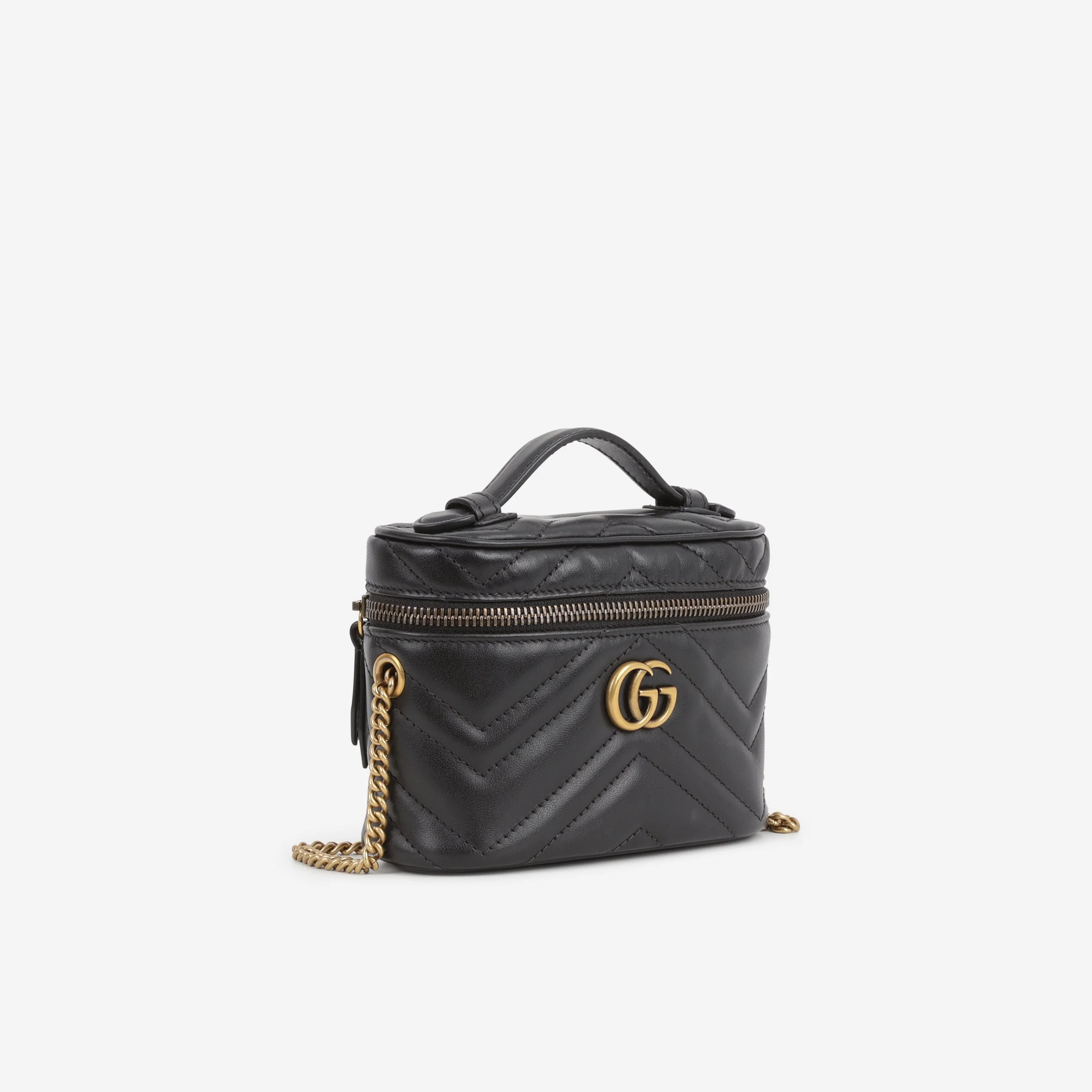 Gucci GG Mini Marmont Vanity Case - Black Matelasse Calfskin | Gold Hardware - Image 2