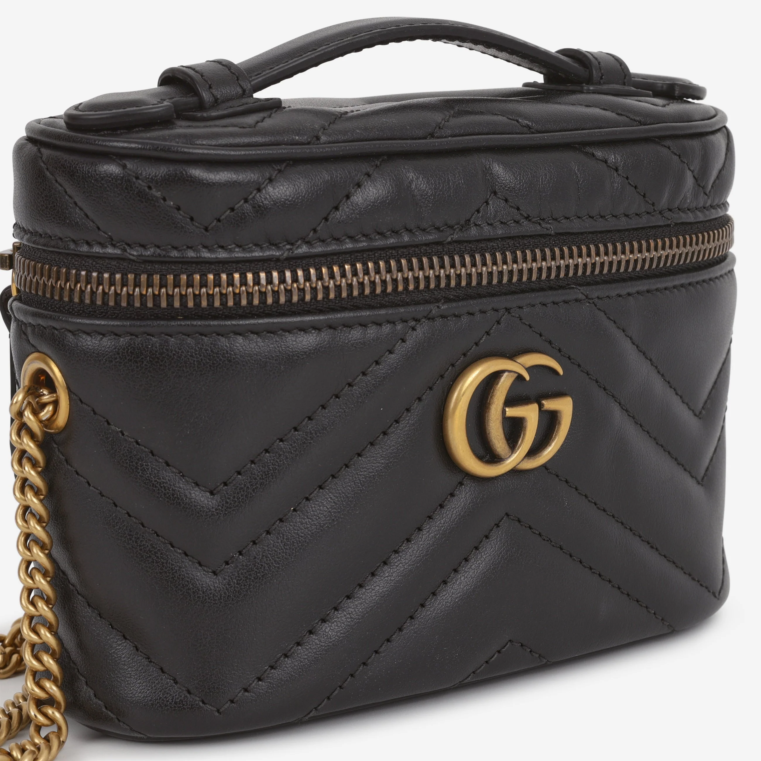 Gucci GG Mini Marmont Vanity Case - Black Matelasse Calfskin | Gold Hardware - Image 6